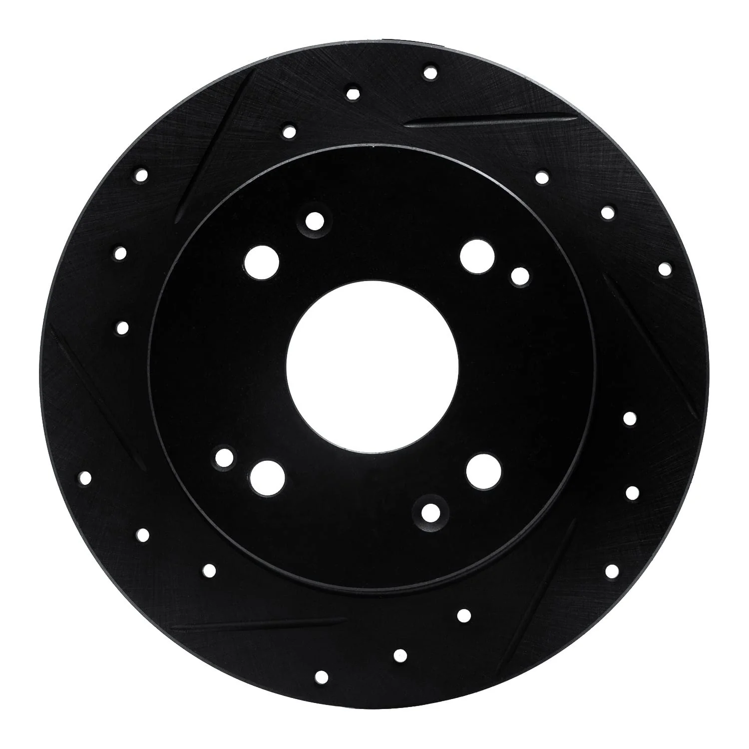 R1 Concepts 92-97 Acura CL Rear Left Drilled & Slotted Black Brake Rotor