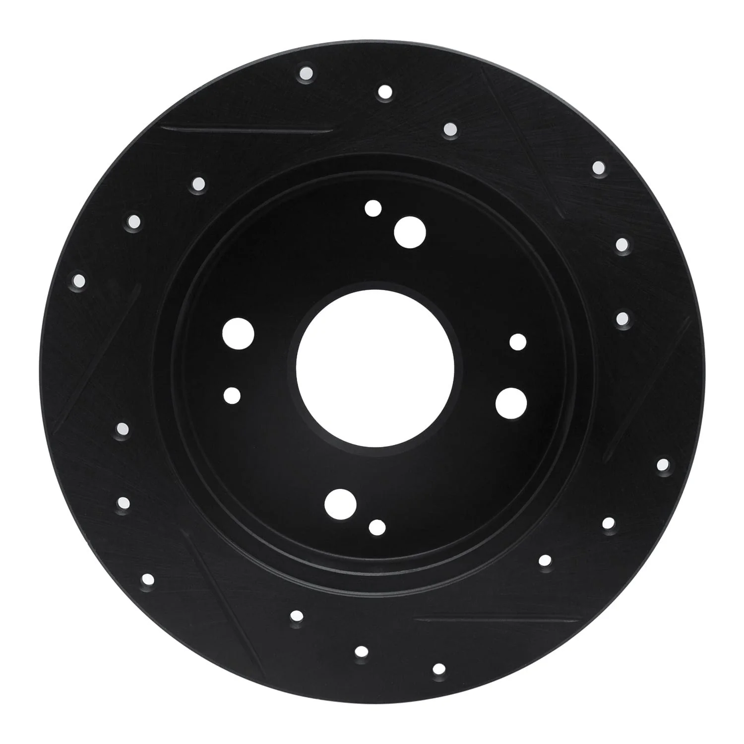 R1 Concepts 92-97 Acura CL Rear Left Drilled & Slotted Black Brake Rotor - Image 2