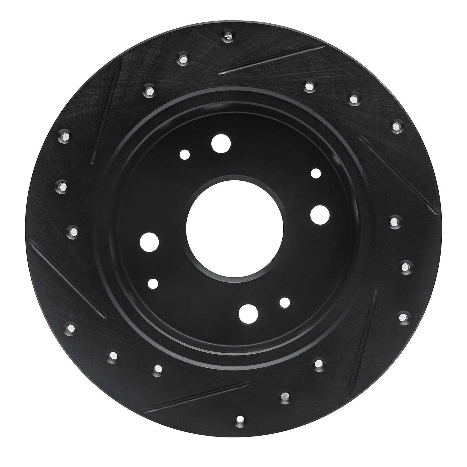 R1 Concepts 92-97 Acura CL Rear Right Drilled & Slotted Black Brake Rotor - Image 2