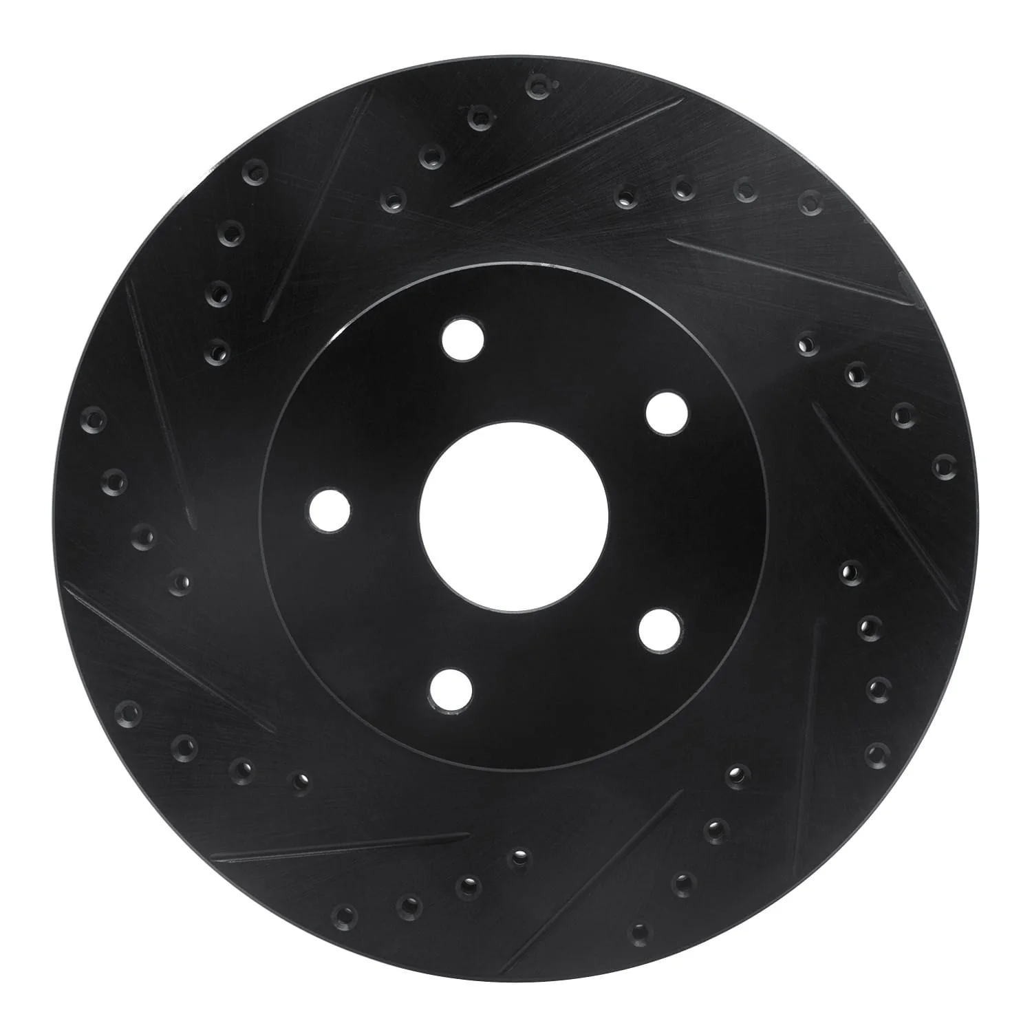 R1 Concepts 92-97 Subaru SVX Front Left Drilled & Slotted Black Brake Rotor