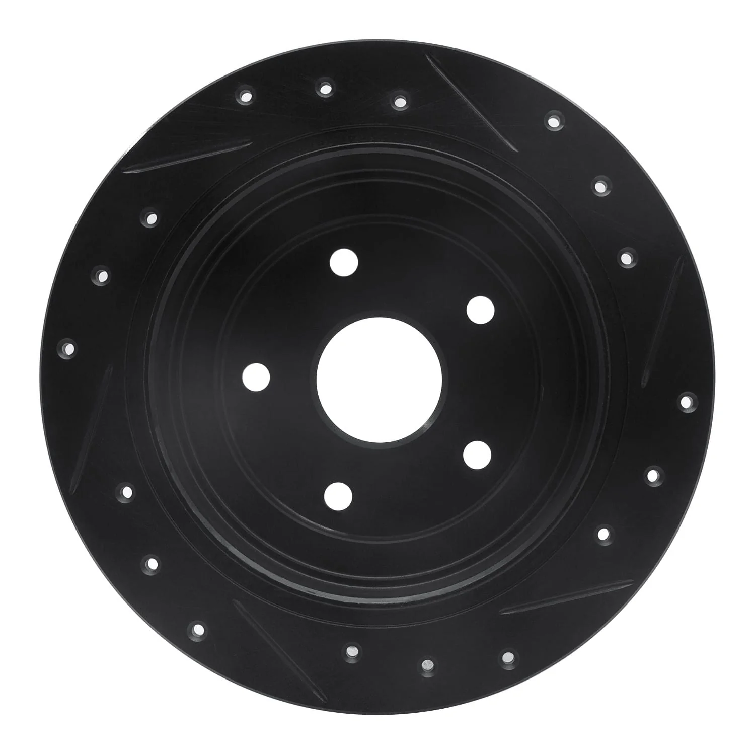 R1 Concepts 92-97 Subaru SVX Rear Left Drilled & Slotted Black Brake Rotor - Image 2