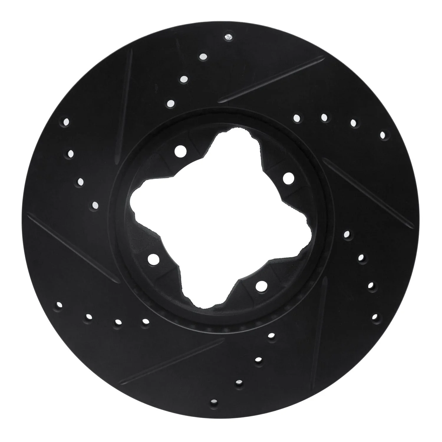 R1 Concepts 92-98 Acura TL Front Right Drilled & Slotted Black Brake Rotor - Image 2