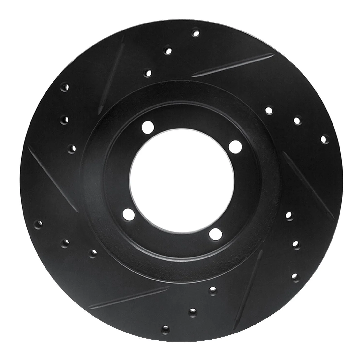 R1 Concepts 92-98 Hyundai Elantra Front Right Drilled & Slotted Black Brake Rotor - Image 2