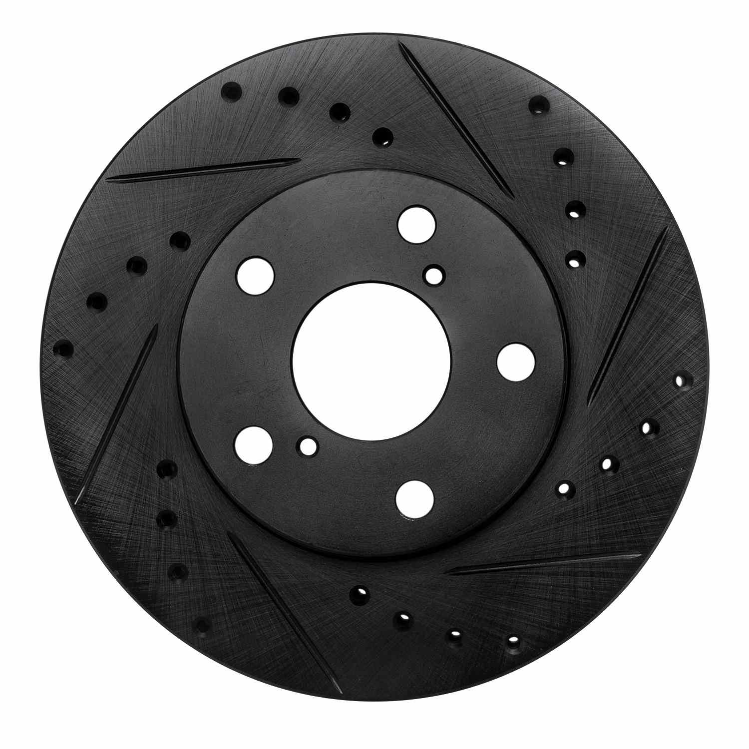 R1 Concepts 92-98 Lexus SC300 Front Left Drilled & Slotted Black Brake Rotor