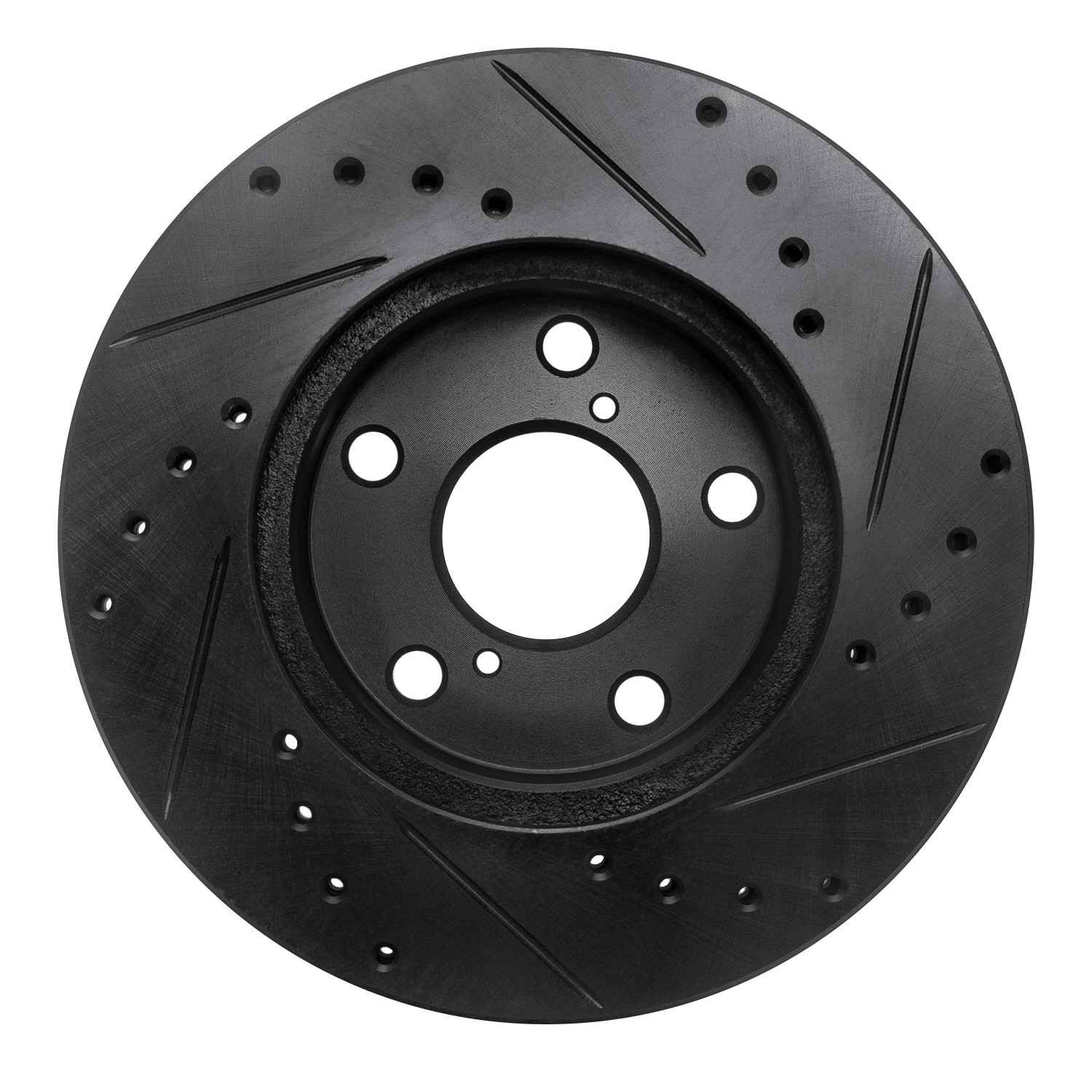 R1 Concepts 92-98 Lexus SC300 Front Left Drilled & Slotted Black Brake Rotor - Image 2