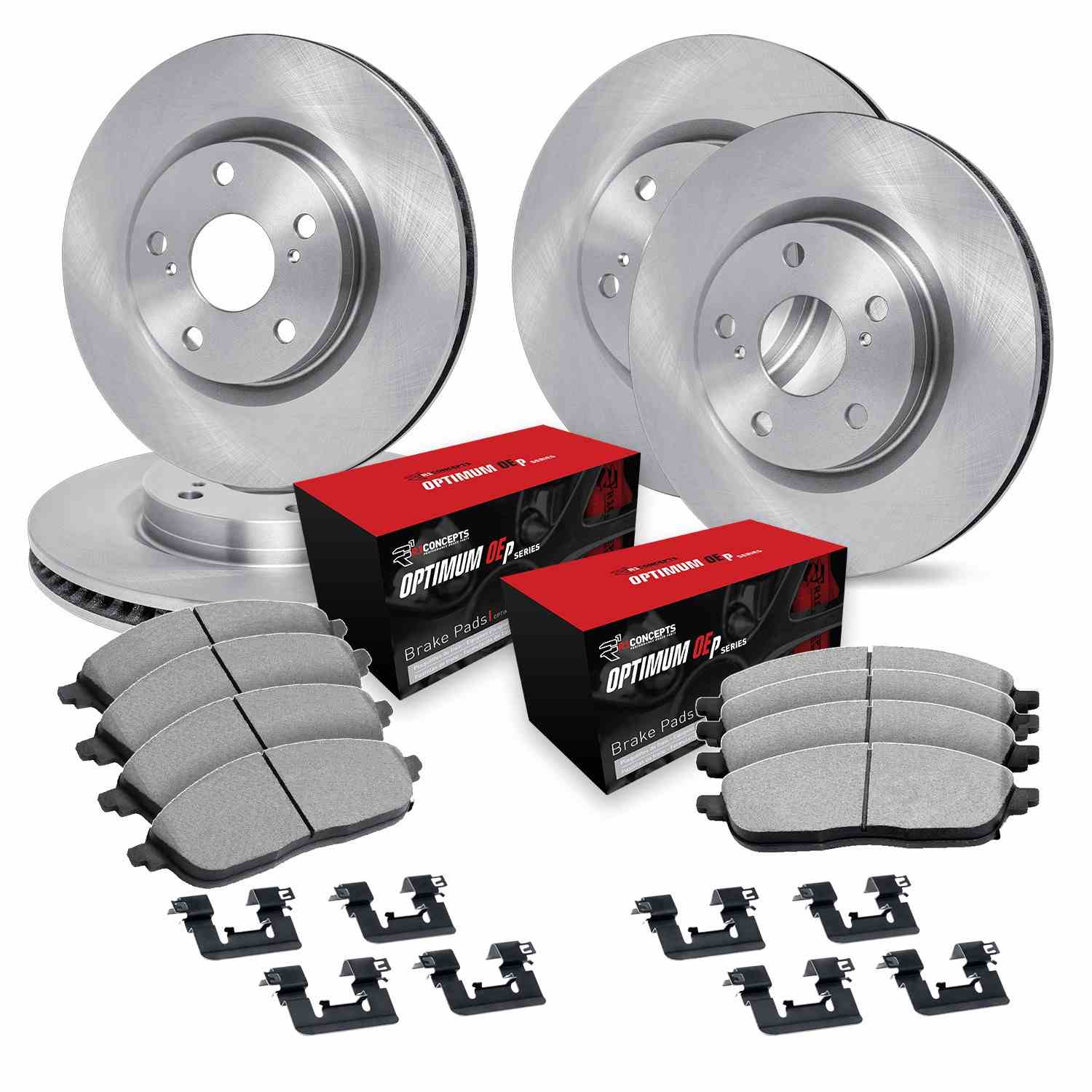 R1 Concepts 92-98 Lexus SC300 Front & Rear Brake Rotor Set w/Optimum OE Pads and Hardware