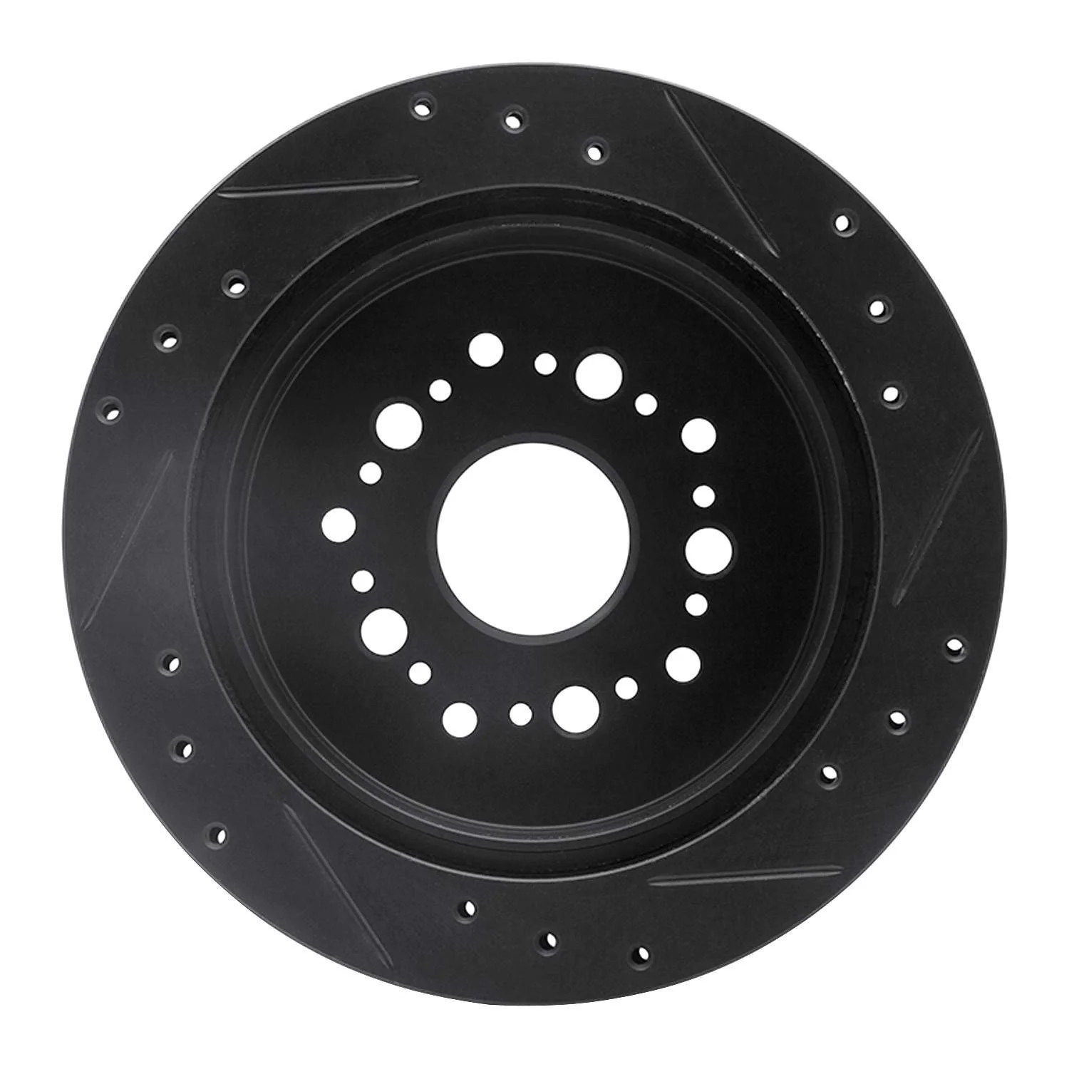 R1 Concepts 92-98 Lexus SC300 Rear Left Drilled & Slotted Black Brake Rotor - Image 2
