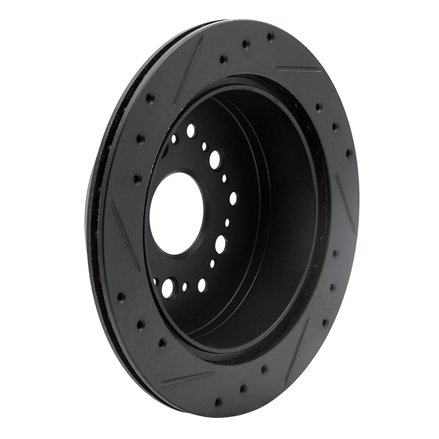R1 Concepts 92-98 Lexus SC300 Rear Right Drilled & Slotted Black Brake Rotor - Image 2