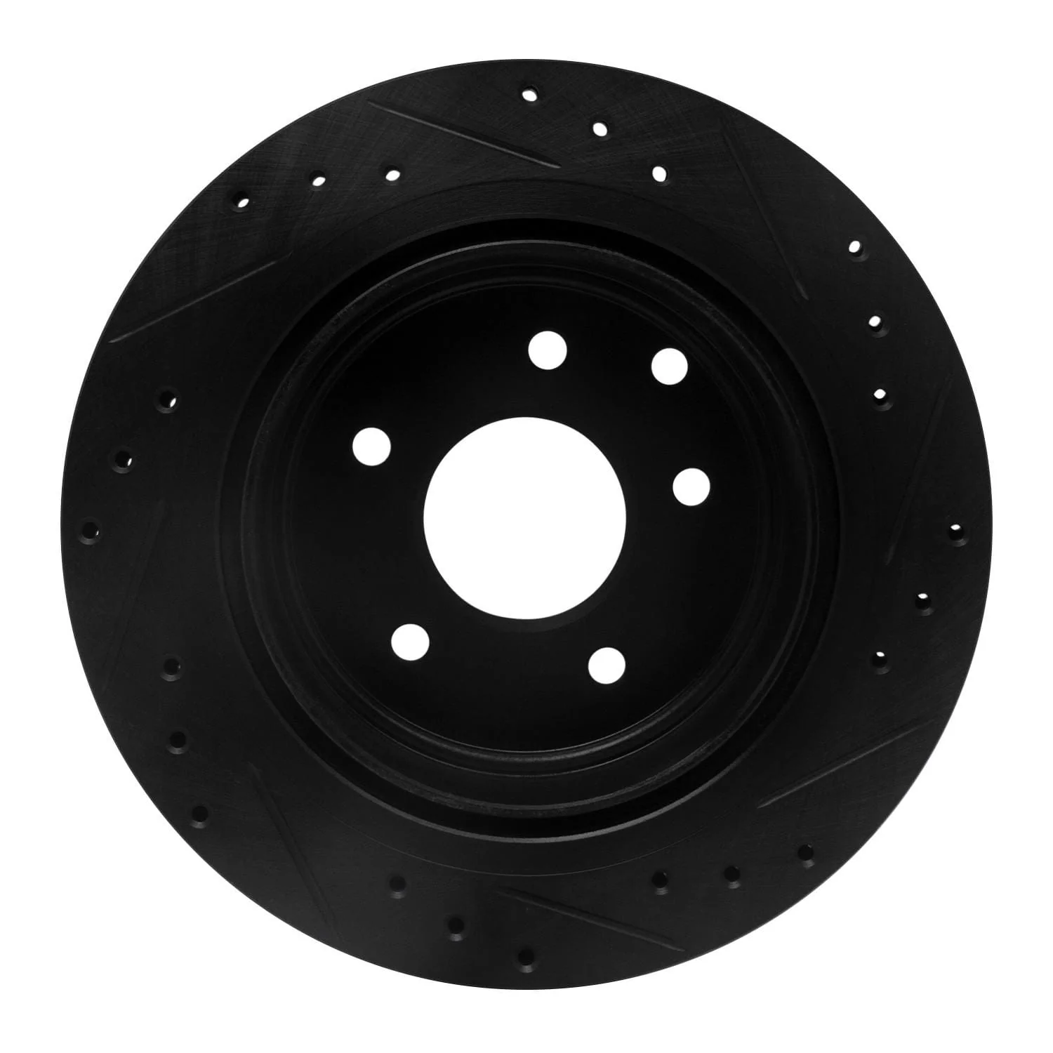 R1 Concepts 93-01 Infiniti Q45 Rear Left Drilled & Slotted Black Brake Rotor - Image 2