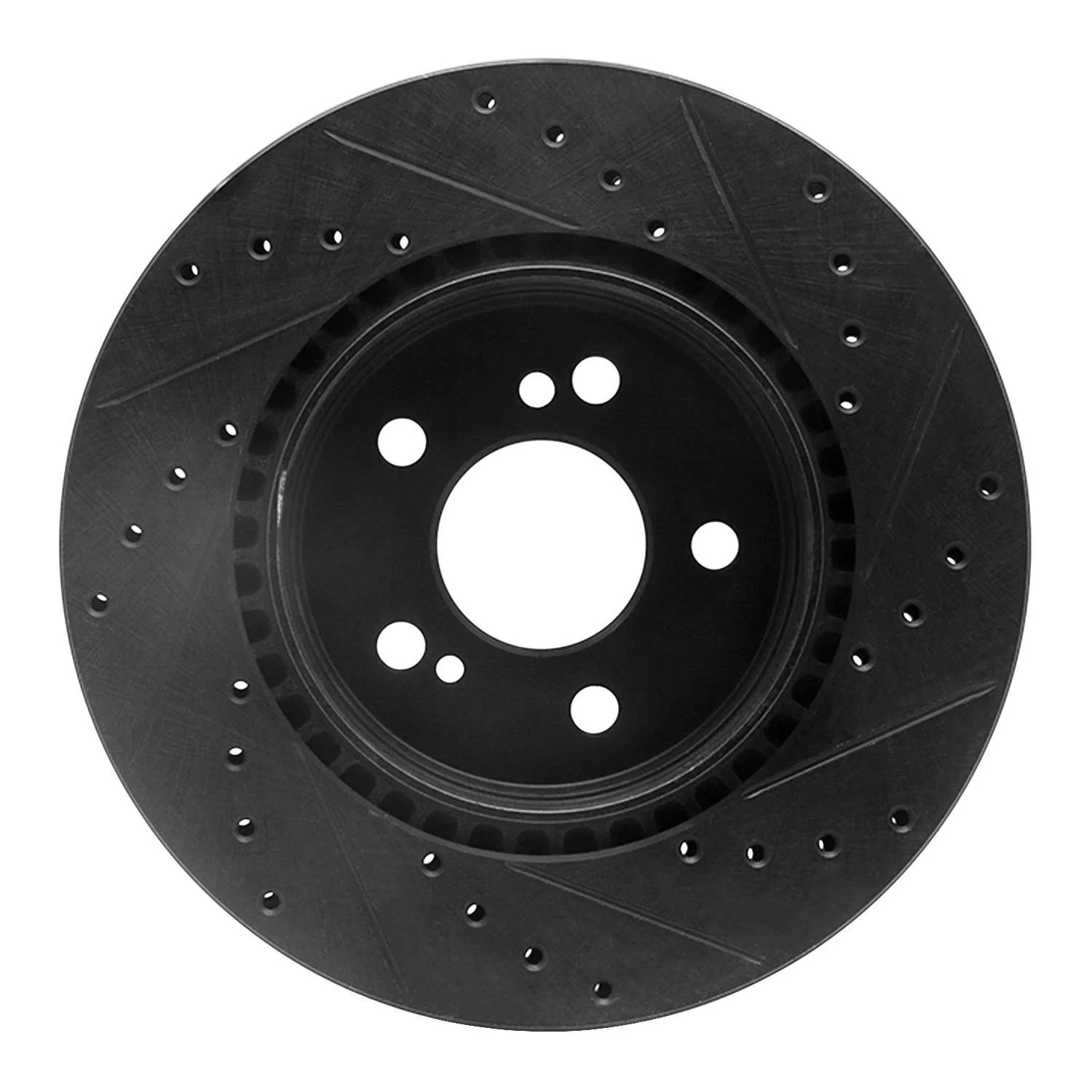 R1 Concepts 93-02 Mercedes-Benz 600SL Rear Left Drilled & Slotted Black Brake Rotor - Image 2