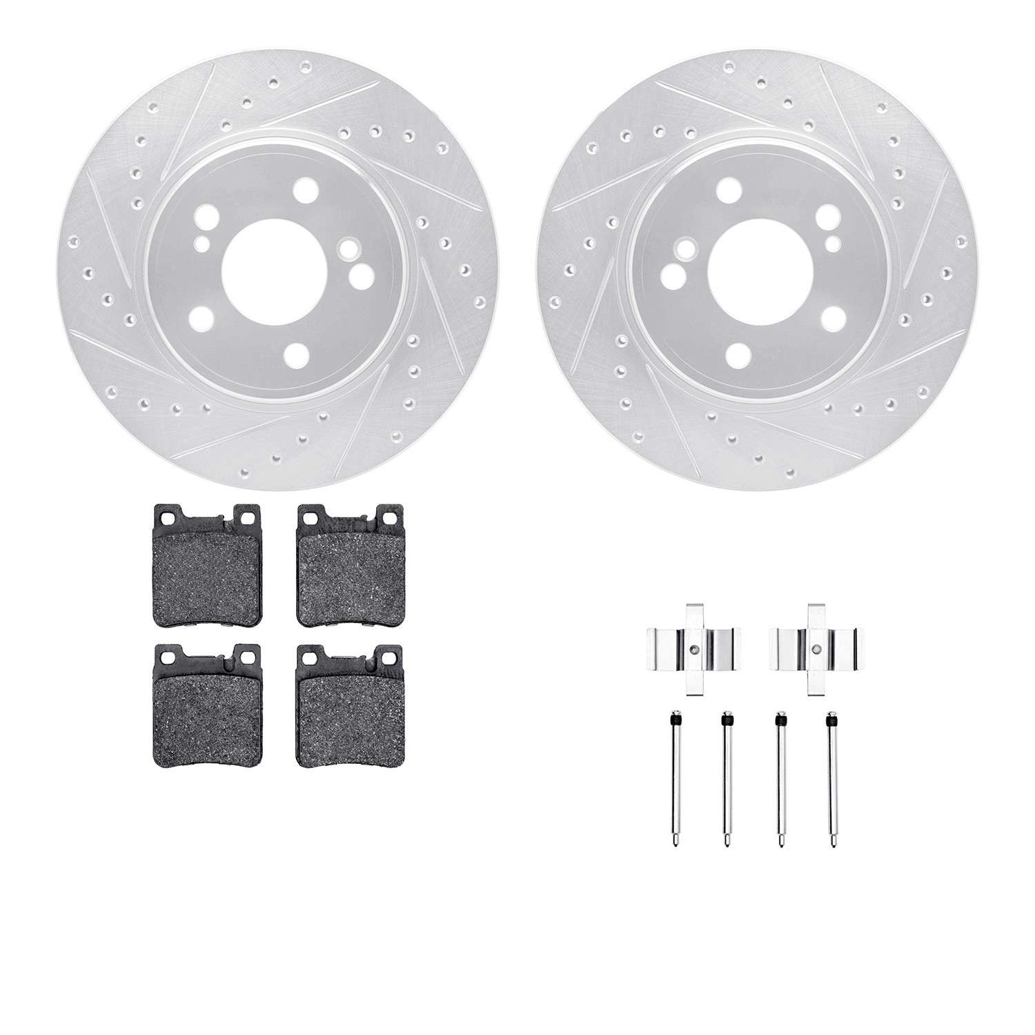 R1 Concepts 93-02 Mercedes-Benz SL600 Rear Drill/Slot Silver Rotors w/Euro Ceramic Pads