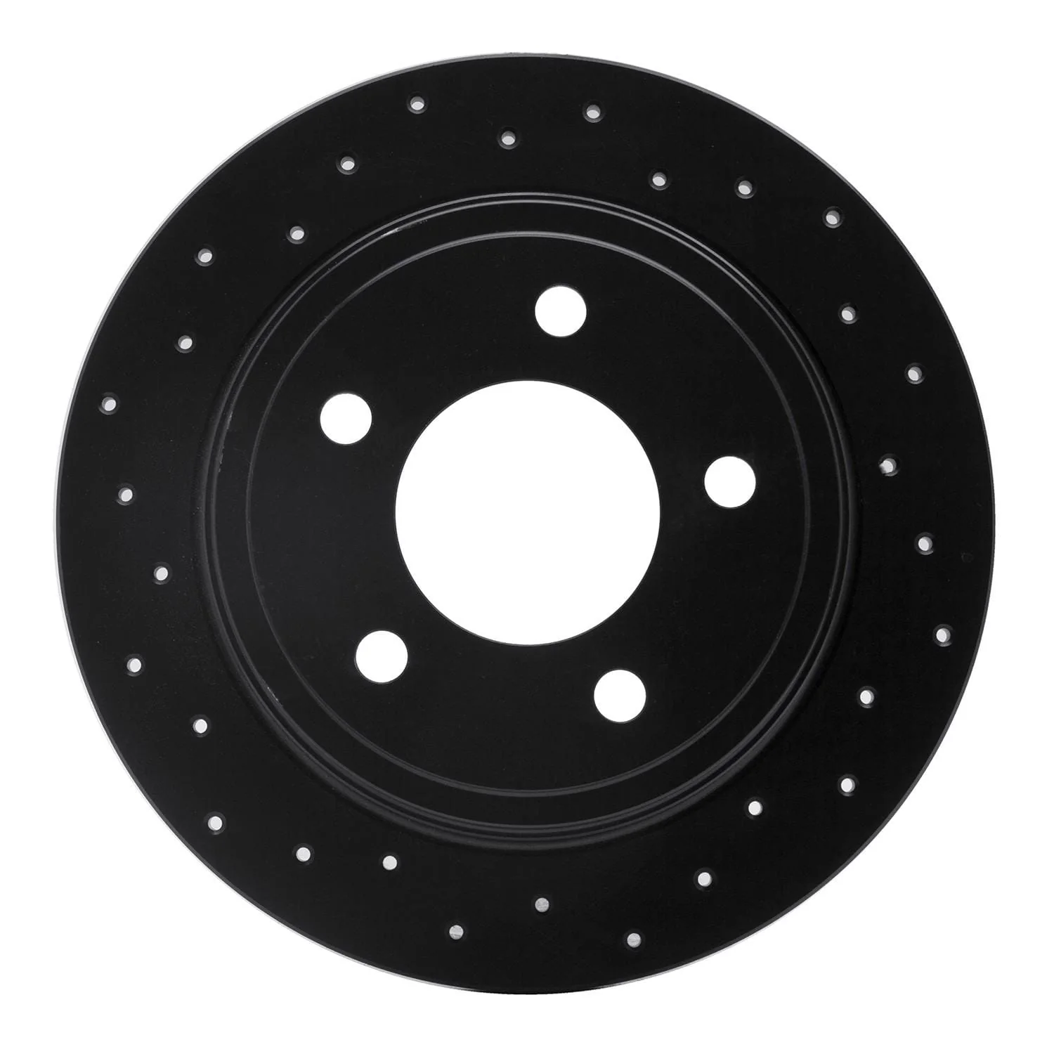 R1 Concepts 93-04 Chrysler 300M Rear Left Drilled Black Brake Rotor
