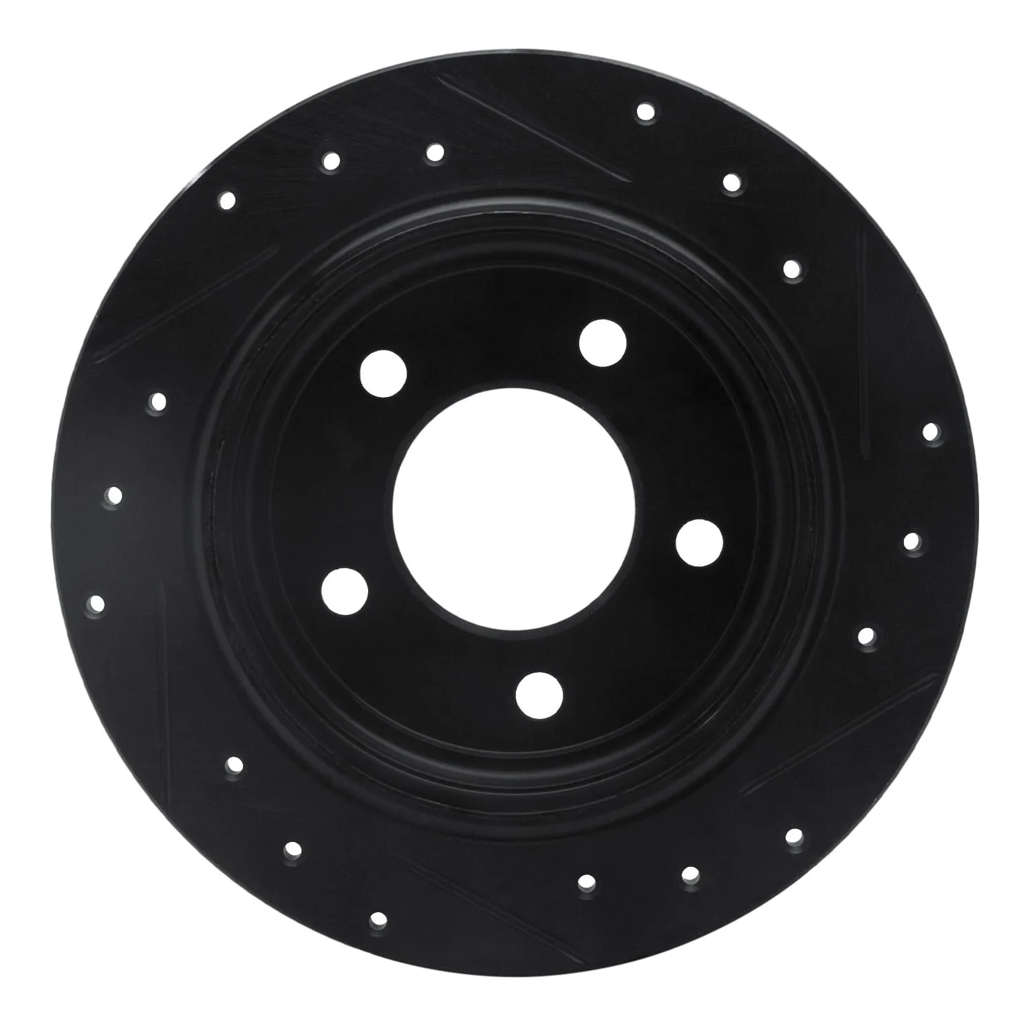 R1 Concepts 93-04 Chrysler 300M Rear Left Drilled & Slotted Black Brake Rotor - Image 2