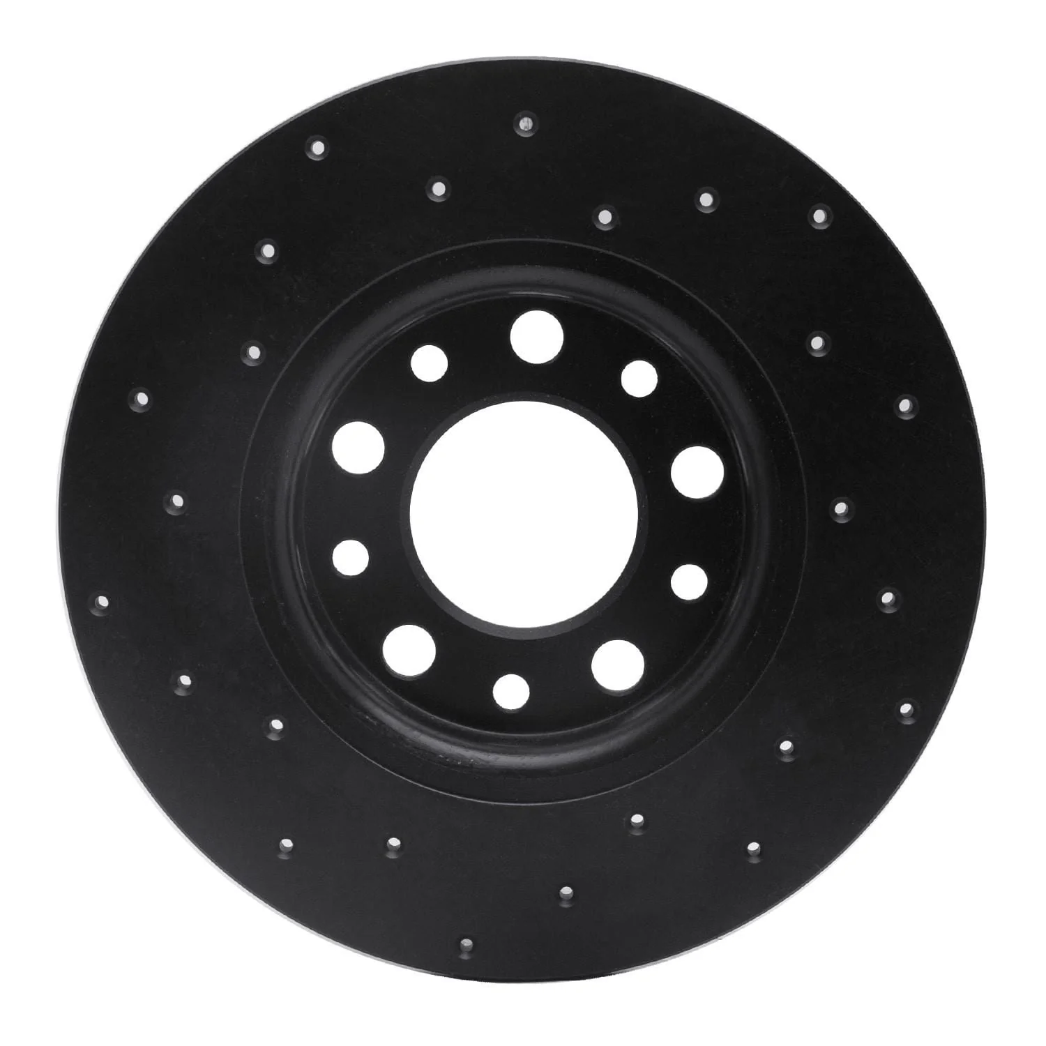 R1 Concepts 93-04 Chrysler 300M Rear Right Drilled Black Brake Rotor - Image 2