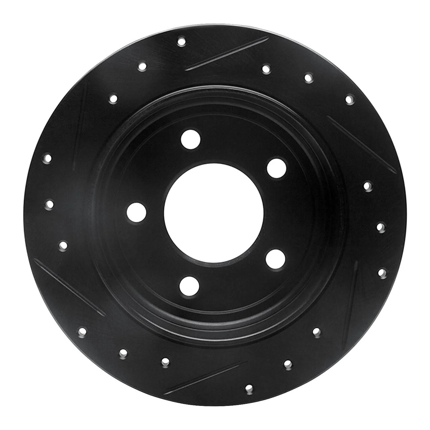 R1 Concepts 93-04 Chrysler LHS Rear Right Drilled & Slotted Black Brake Rotor - Image 2