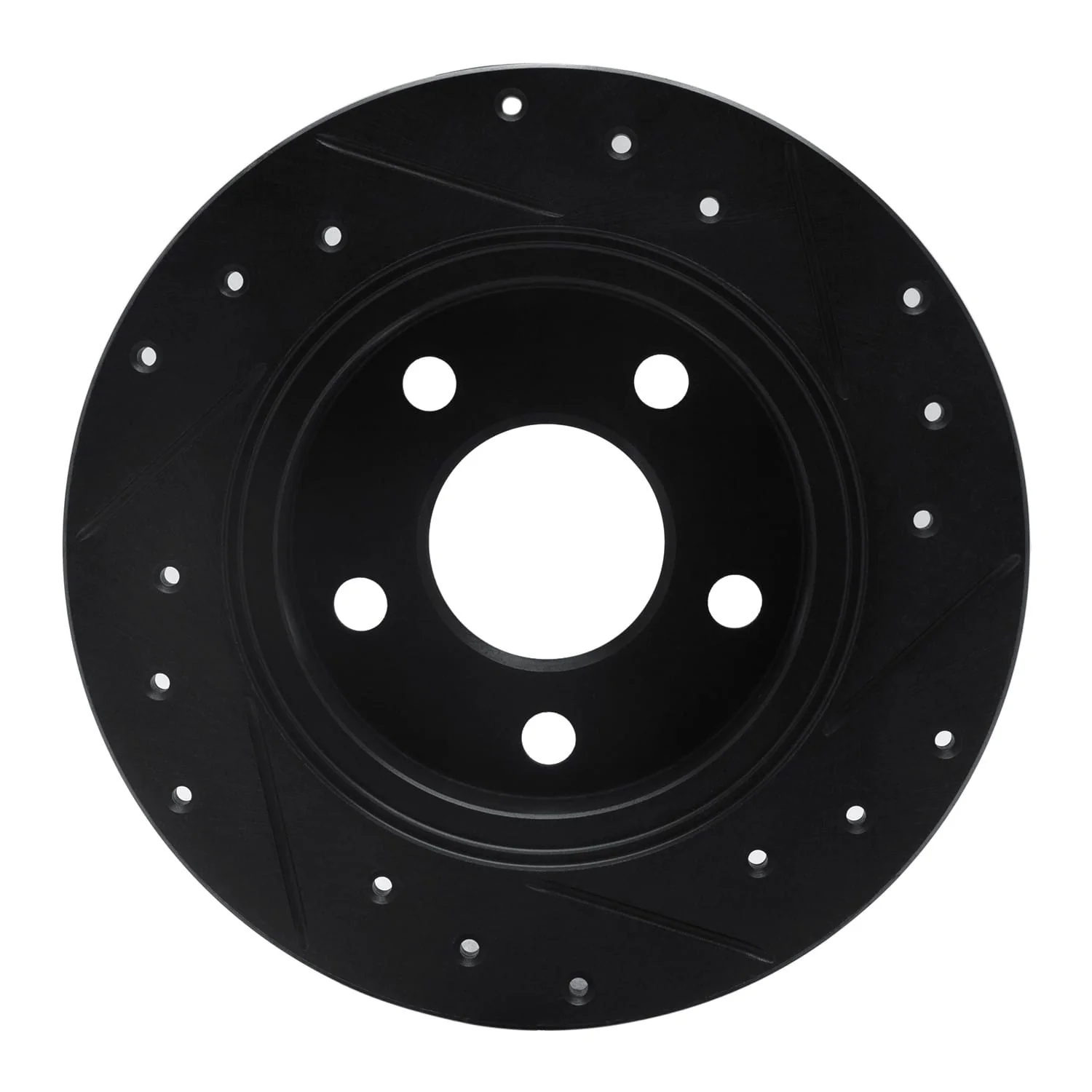 R1 Concepts 93-05 Ford Taurus SHO Rear Left Drilled & Slotted Black Brake Rotor - Image 2