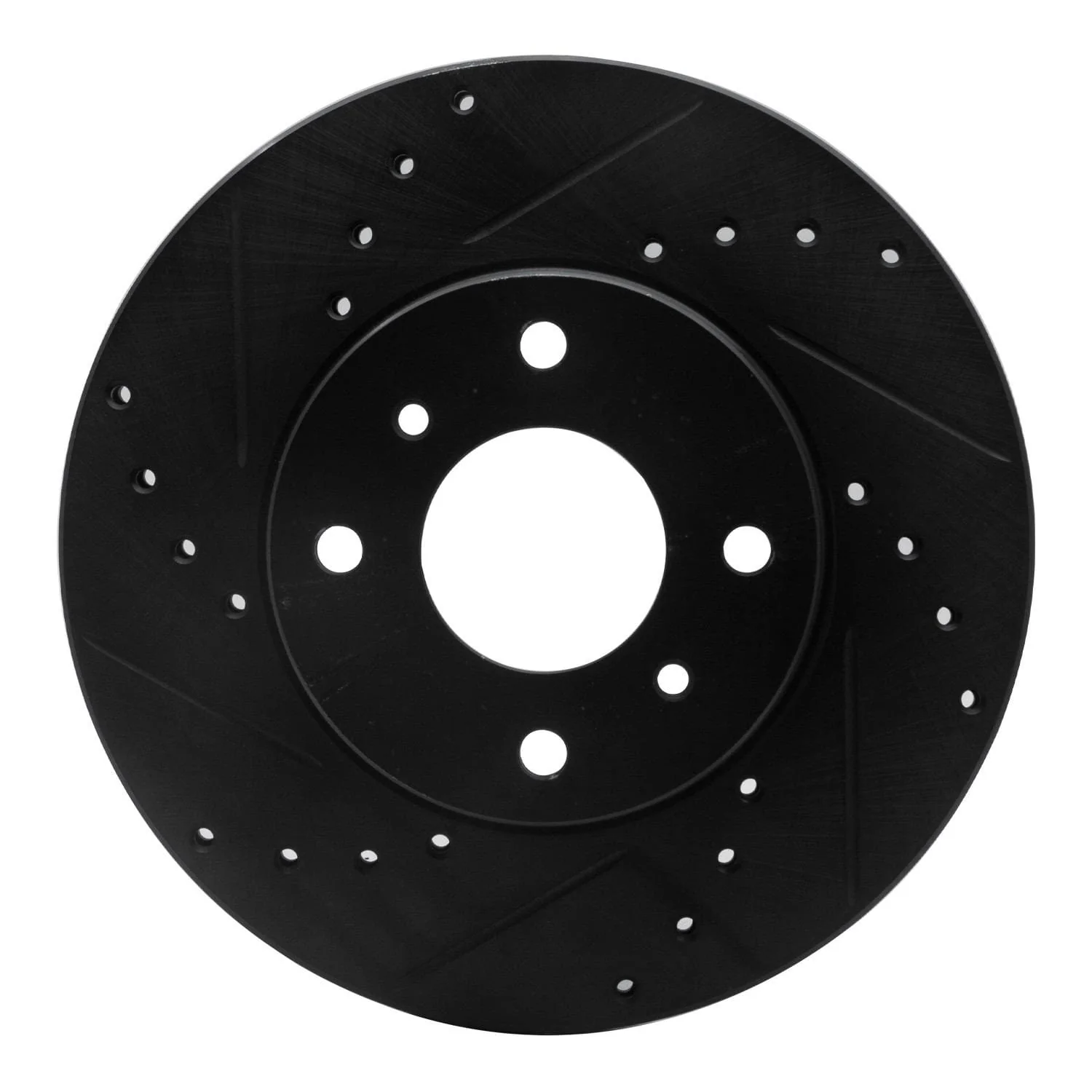 R1 Concepts 93-06 Infiniti G20 Front Left Drilled & Slotted Black Brake Rotor