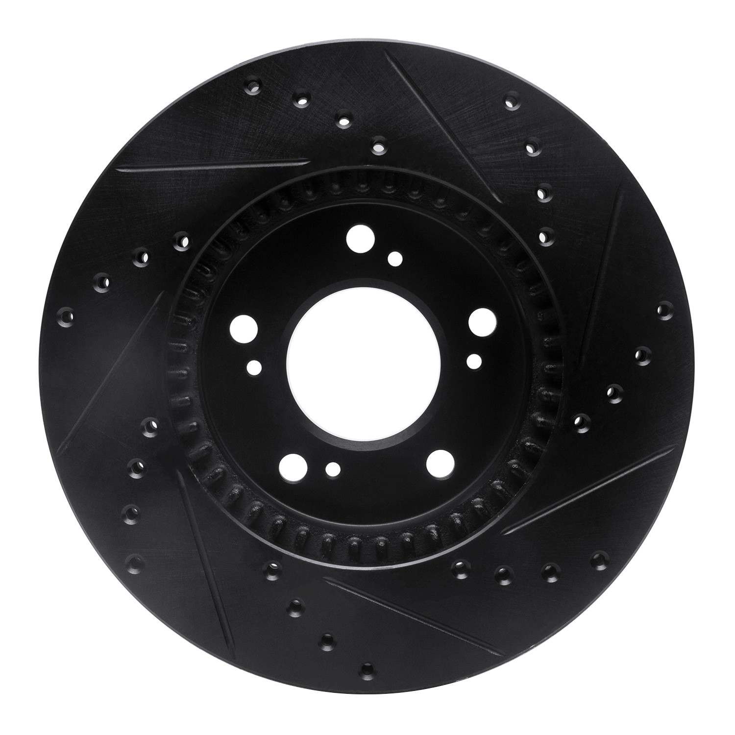 R1 Concepts 93-95 Acura Legend Front Left Drilled & Slotted Black Brake Rotor - Image 2