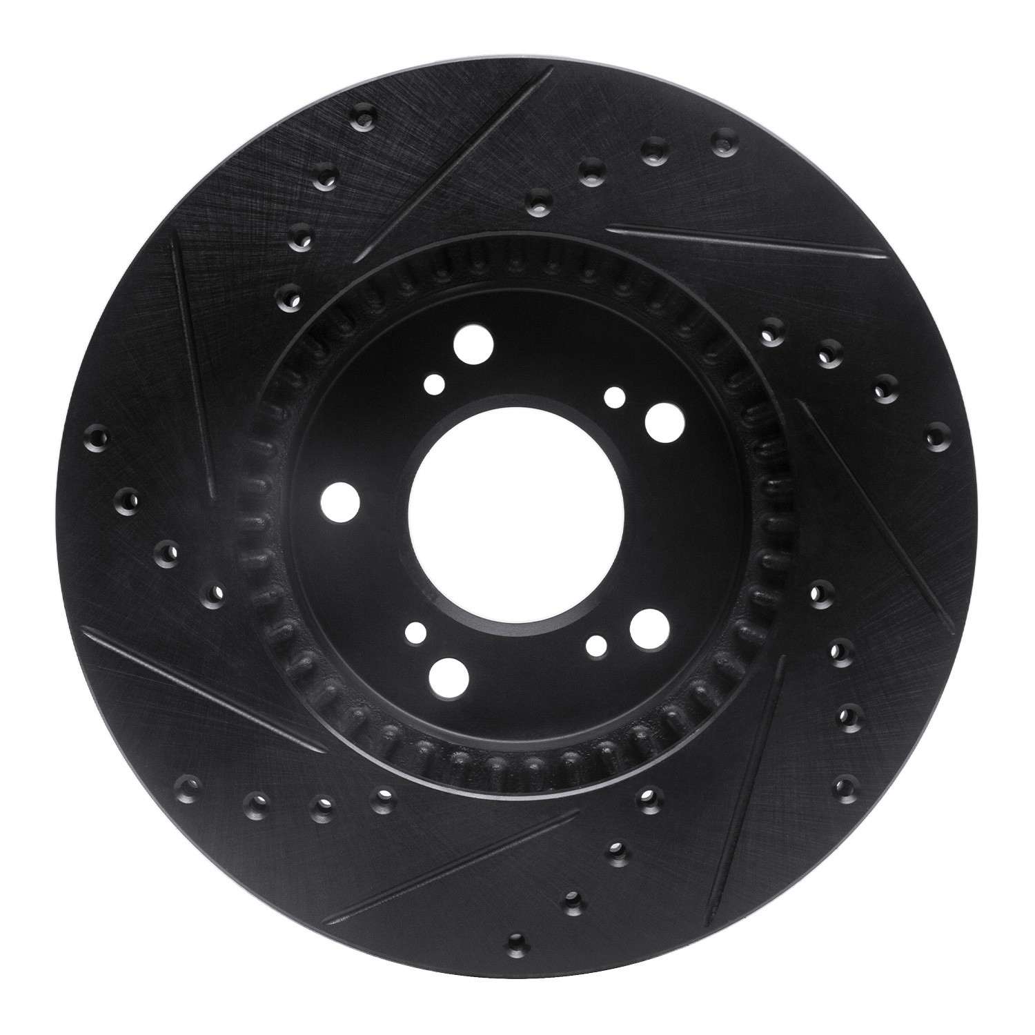 R1 Concepts 93-95 Acura Legend Front Right Drilled & Slotted Black Brake Rotor - Image 2