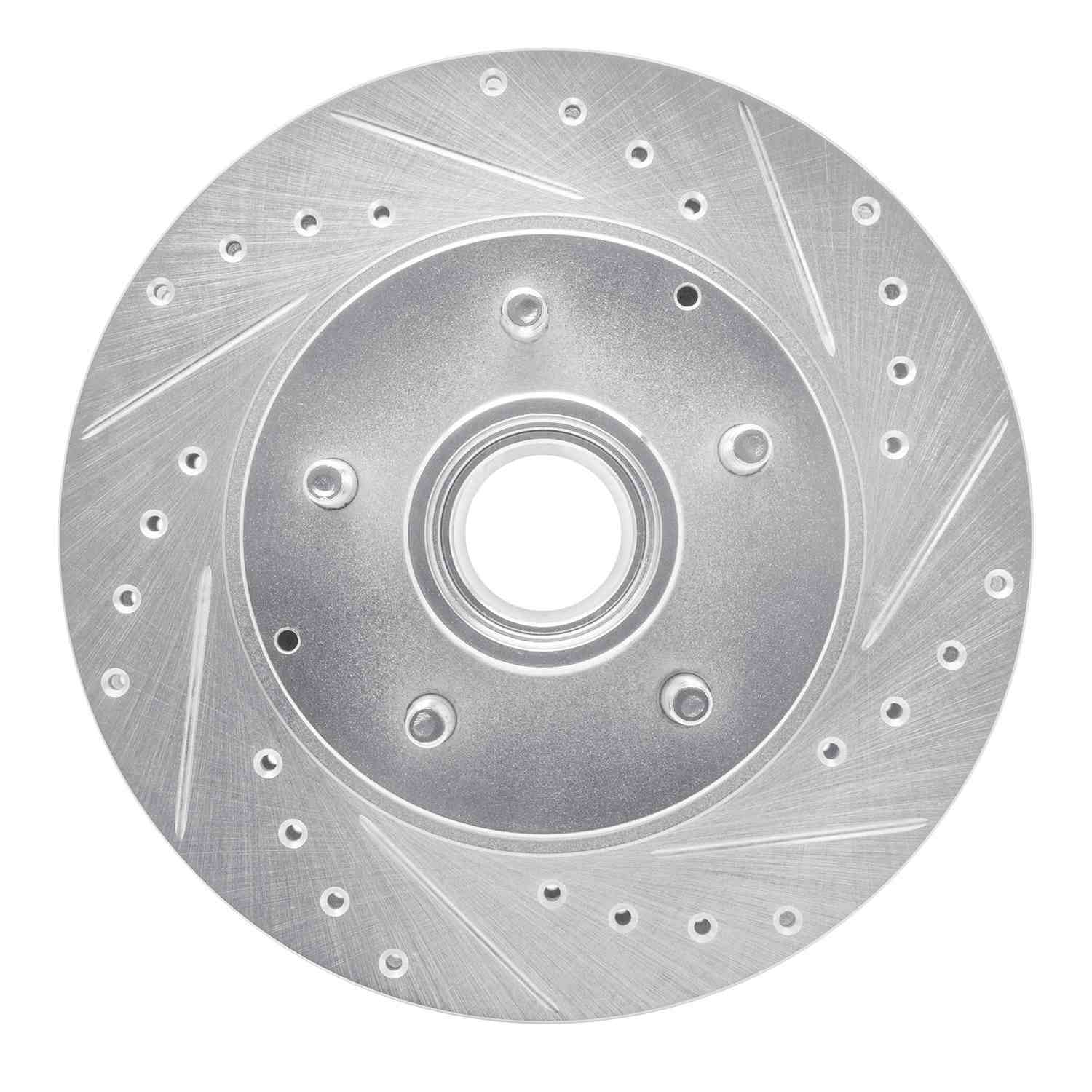R1 Concepts 93-95 Chevrolet G10 Front Right Drilled & Slotted Silver Brake Rotor