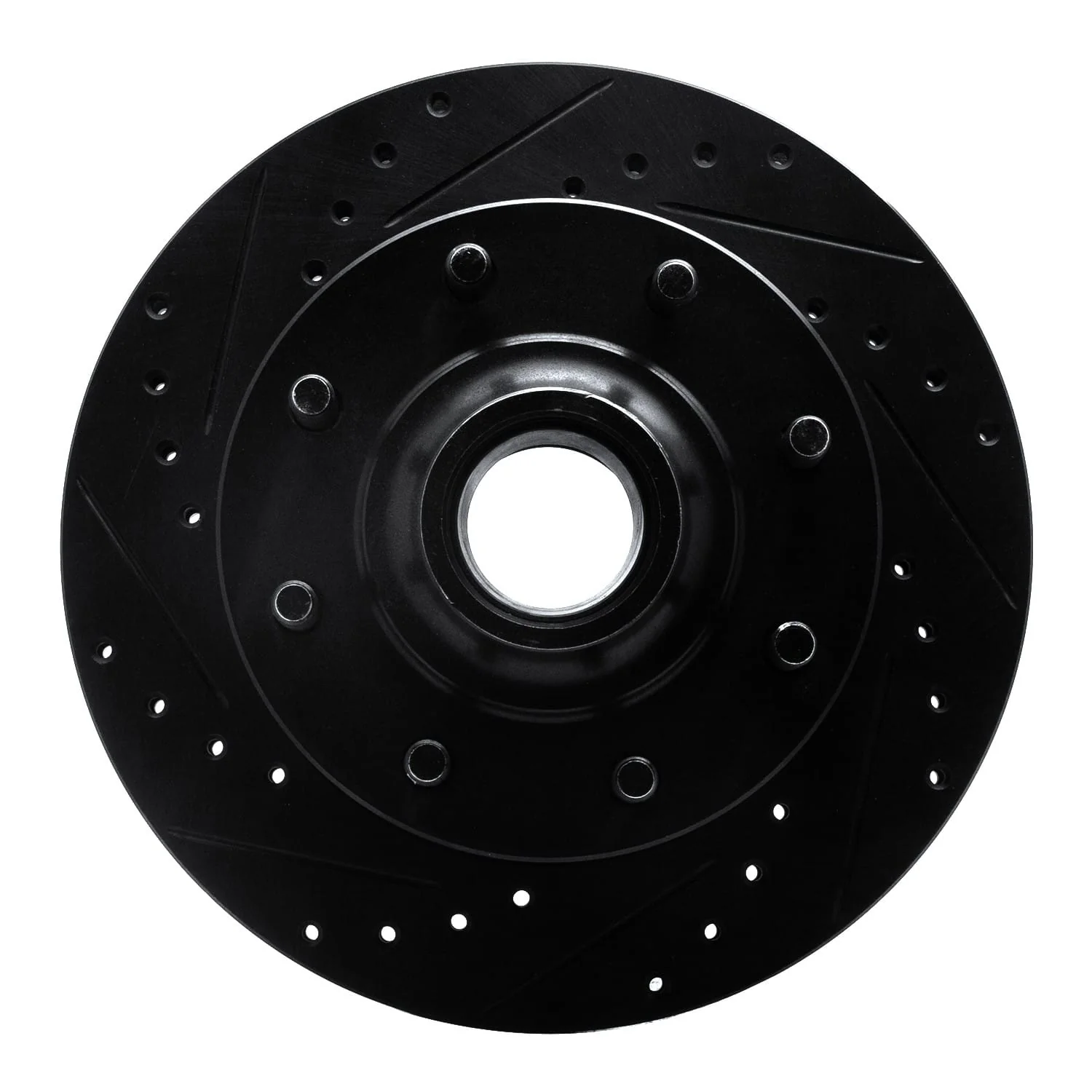 R1 Concepts 93-95 Chevrolet G30 Front Left Drilled & Slotted Black Brake Rotor