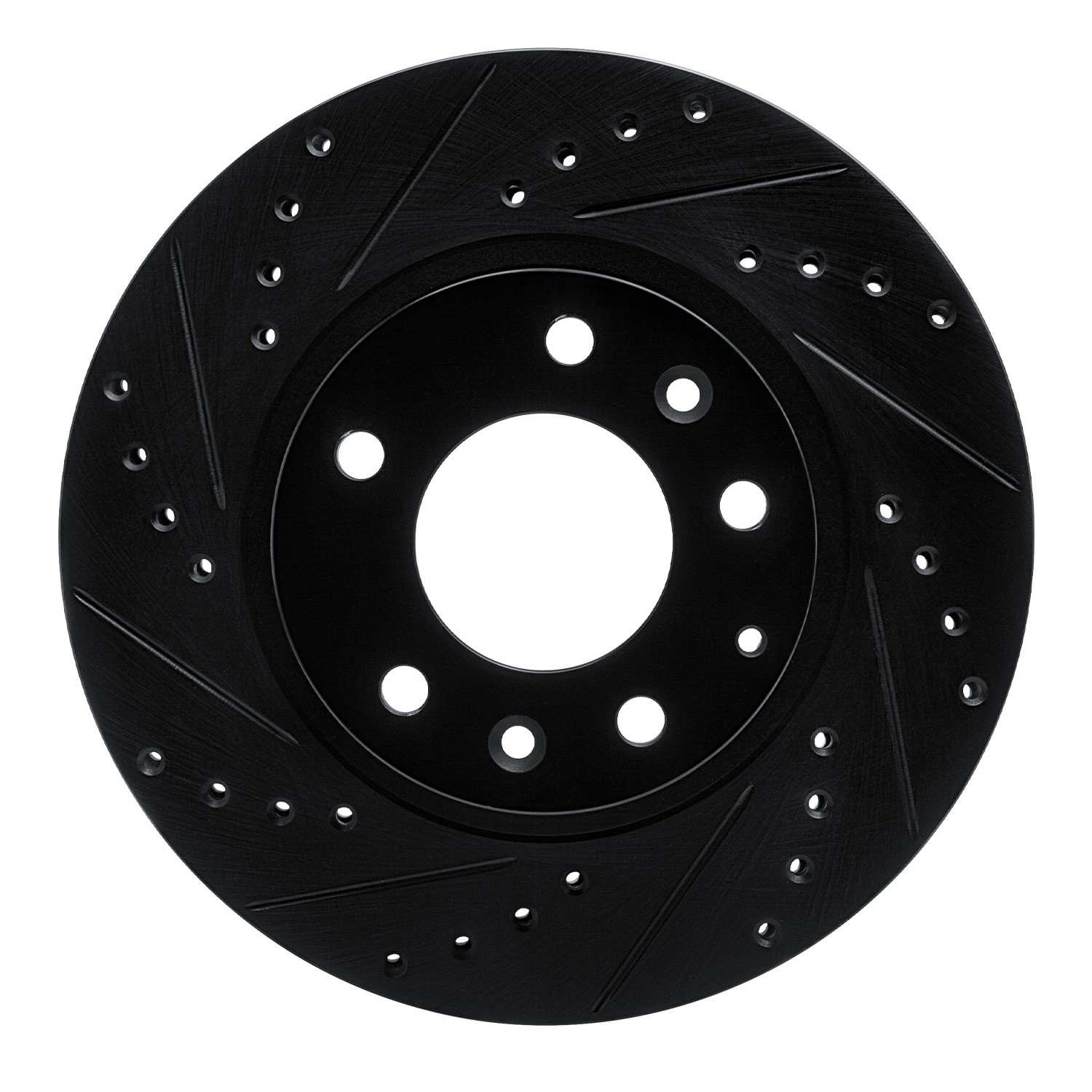 R1 Concepts 93-95 Mazda RX-7 Front Left Drilled & Slotted Black Brake Rotor