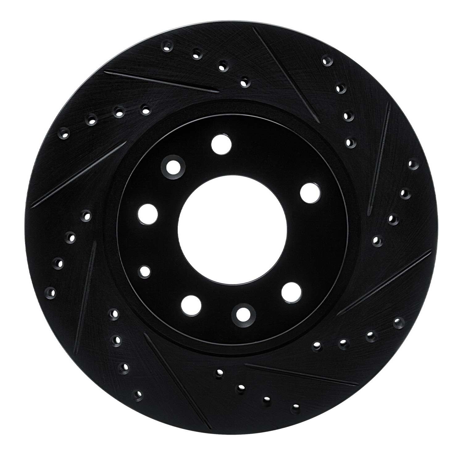 R1 Concepts 93-95 Mazda RX-7 Front Right Drilled & Slotted Black Brake Rotor