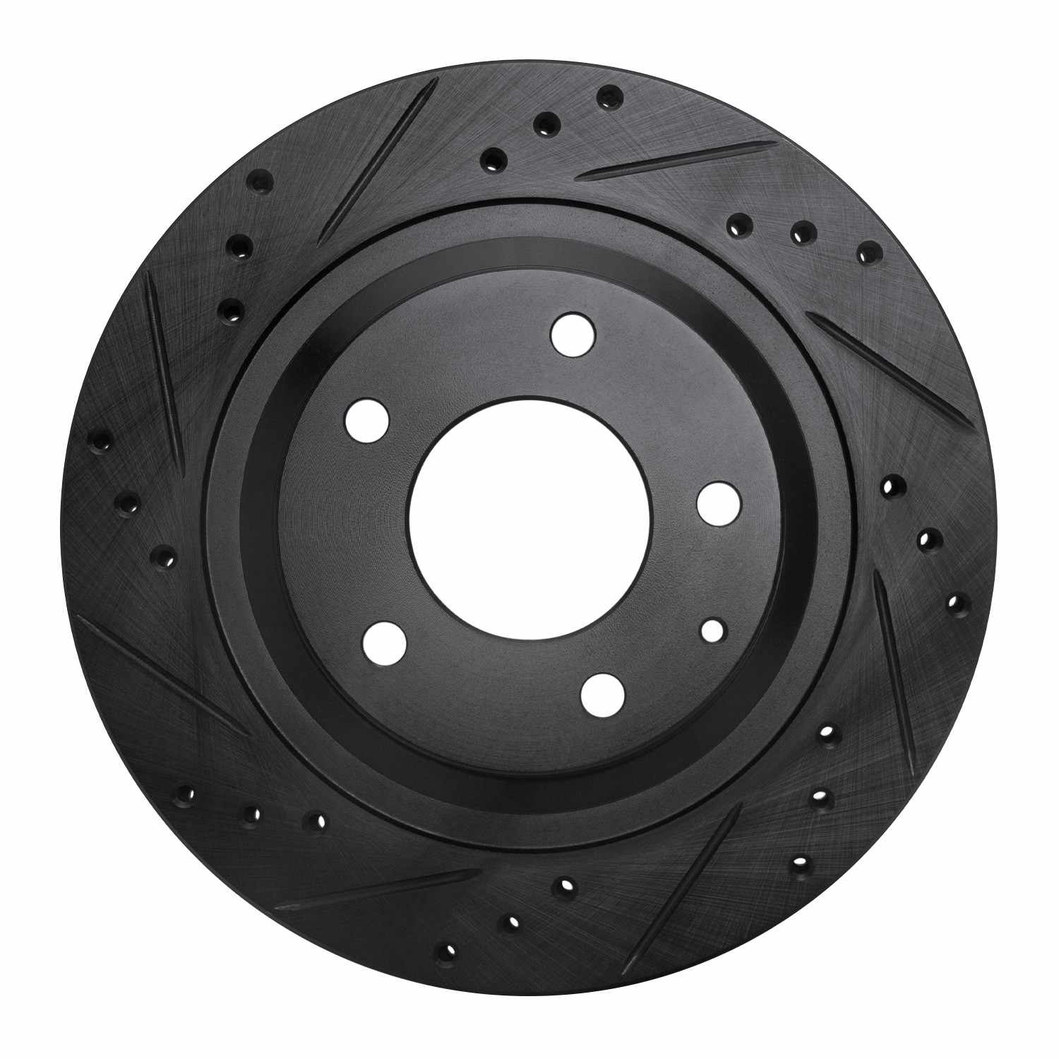 R1 Concepts 93-95 Mazda RX-7 Rear Left Drilled & Slotted Black Brake Rotor