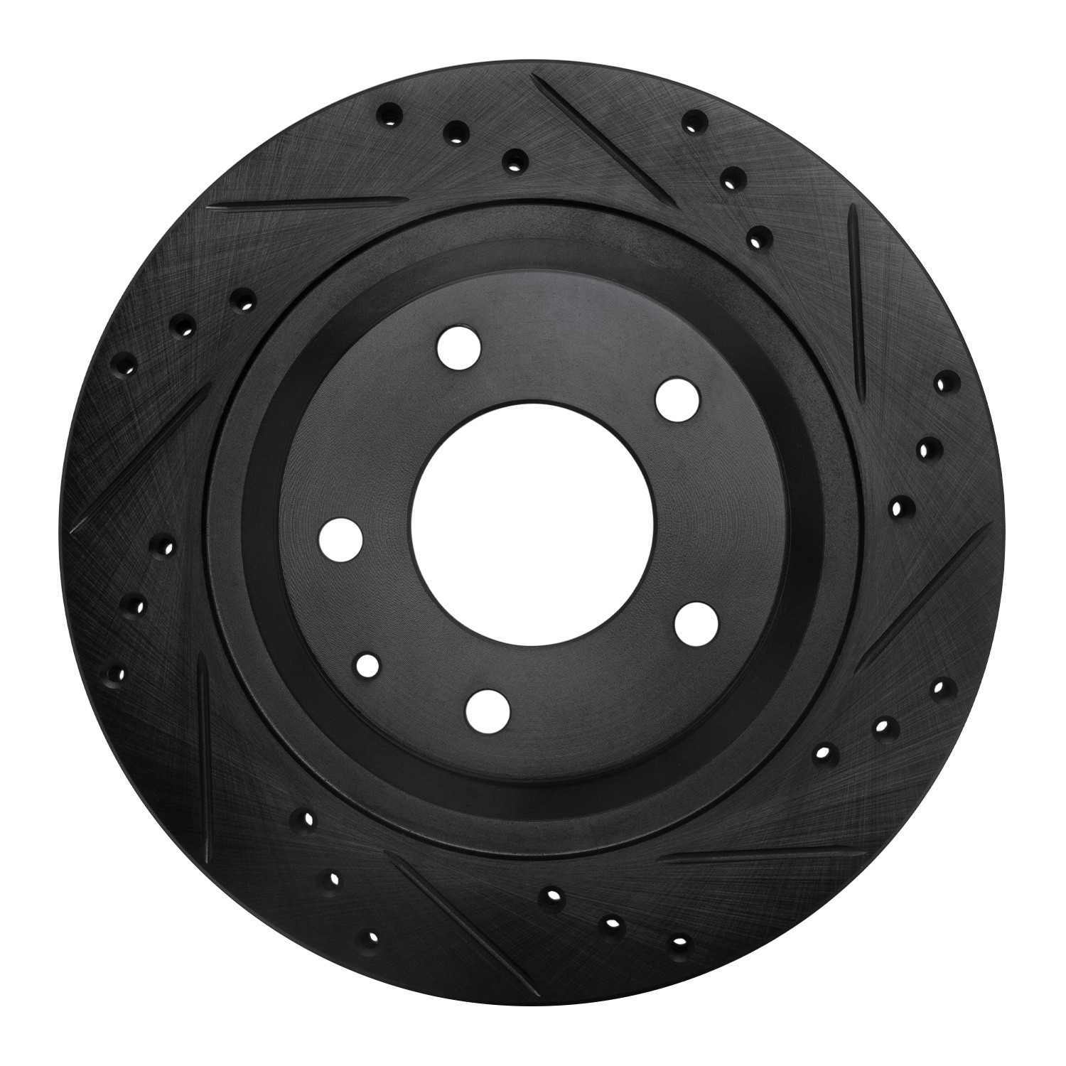 R1 Concepts 93-95 Mazda RX-7 Rear Right Drilled & Slotted Black Brake Rotor