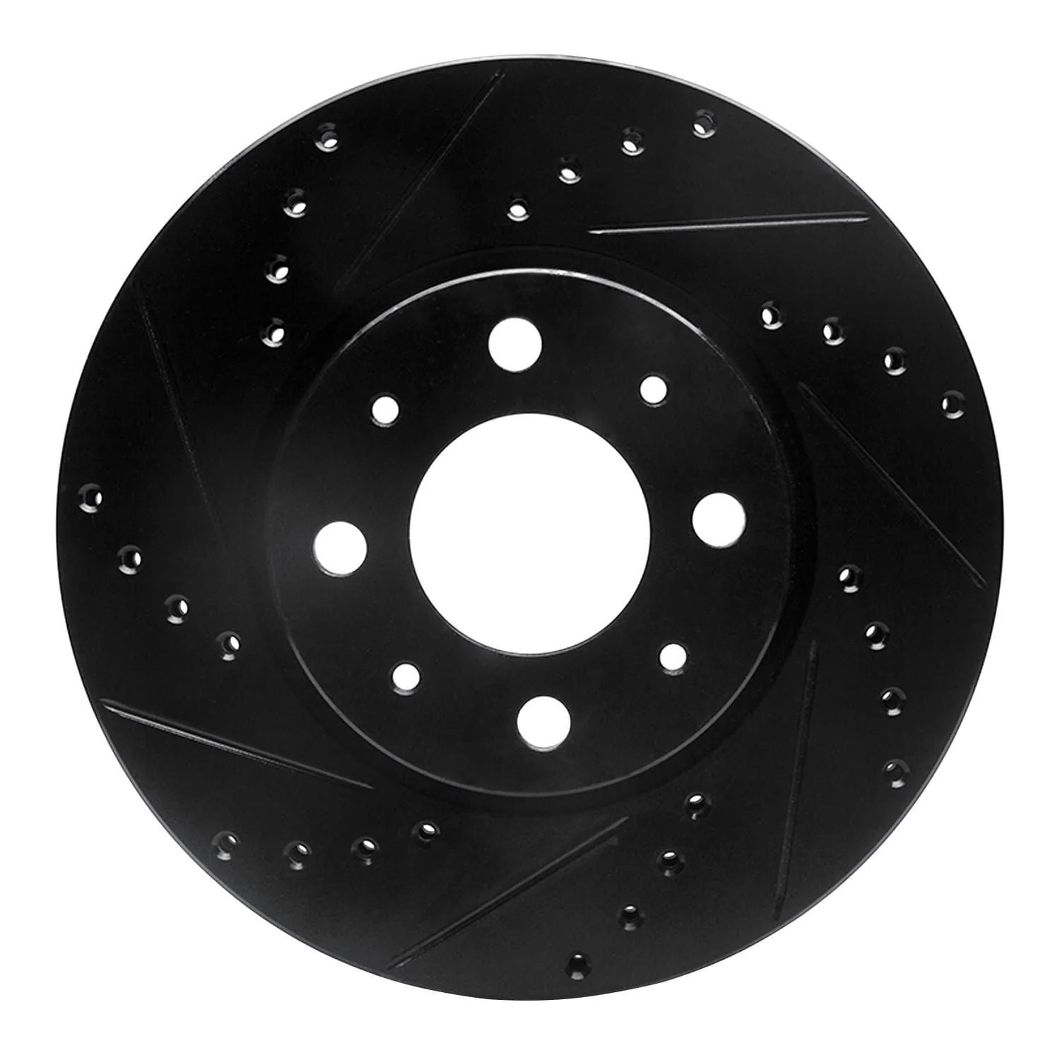 R1 Concepts 93-95 Volvo 850 Front Left Drilled & Slotted Black Brake Rotor