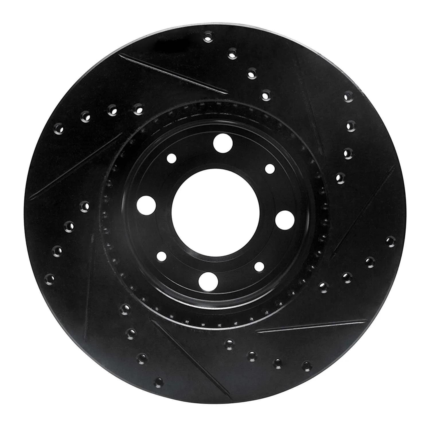 R1 Concepts 93-95 Volvo 850 Front Left Drilled & Slotted Black Brake Rotor - Image 2