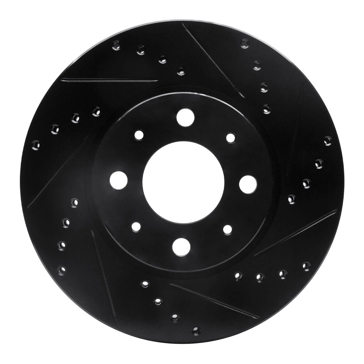 R1 Concepts 93-95 Volvo 850 Front Right Drilled & Slotted Black Brake Rotor