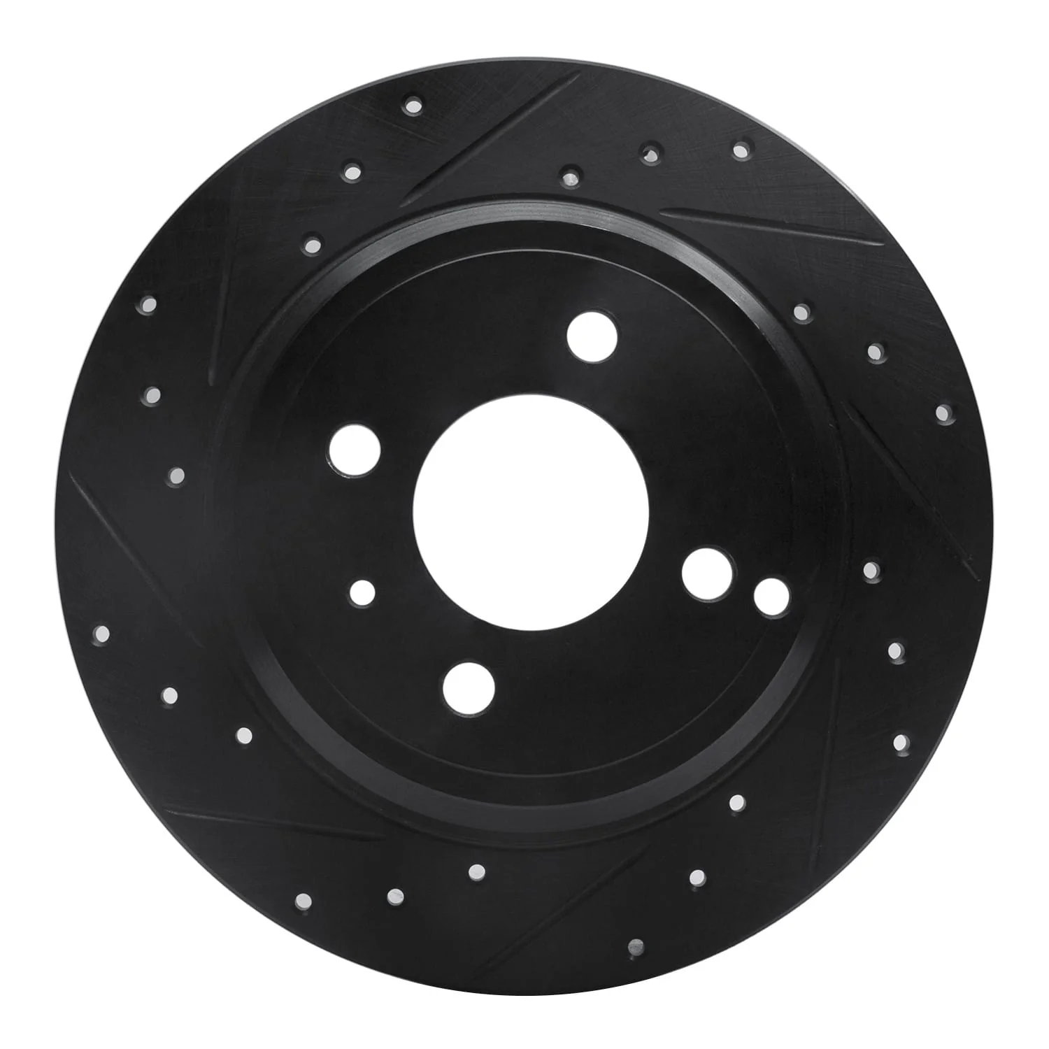 R1 Concepts 93-95 Volvo 850 Rear Left Drilled & Slotted Black Brake Rotor