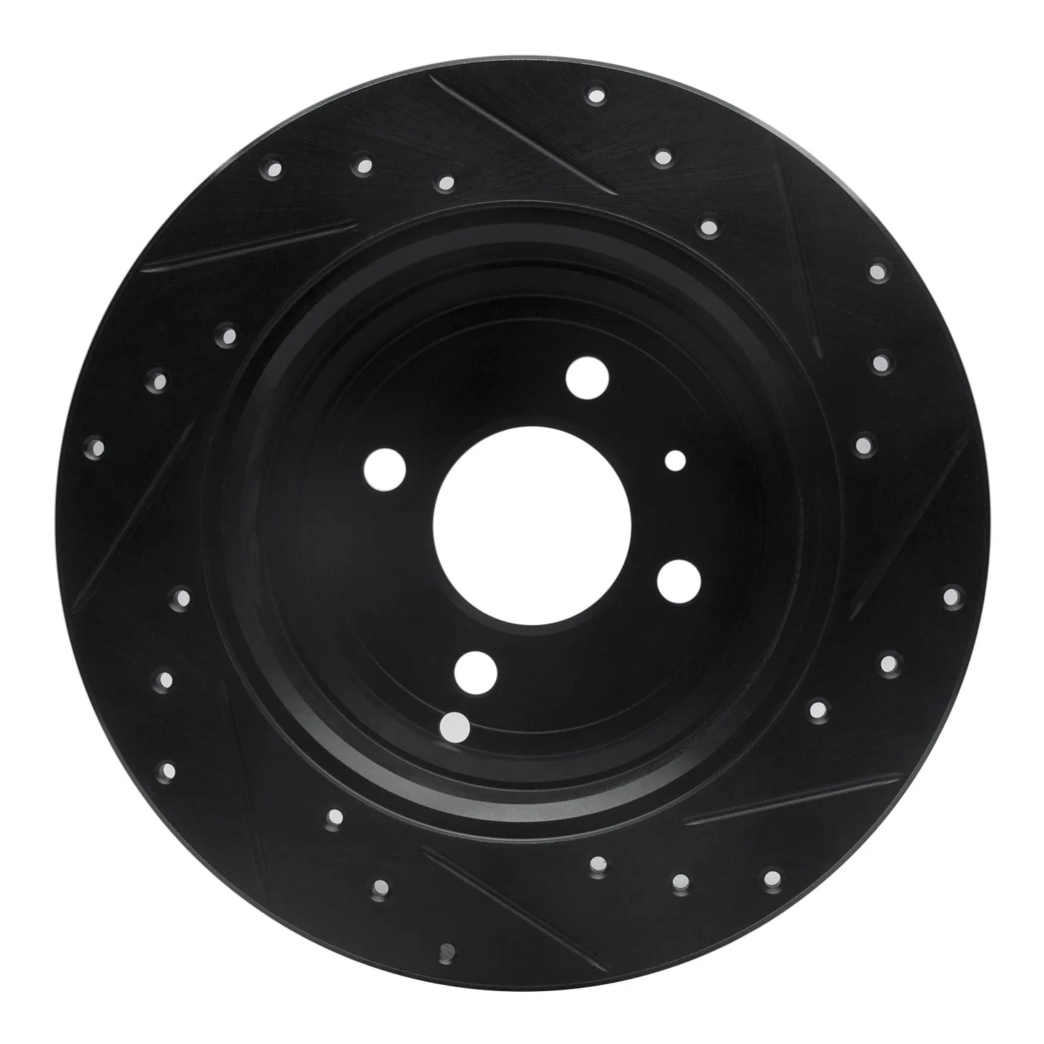 R1 Concepts 93-95 Volvo 850 Rear Left Drilled & Slotted Black Brake Rotor - Image 2