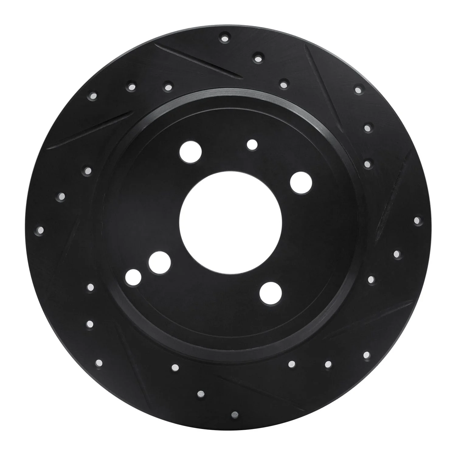 R1 Concepts 93-95 Volvo 850 Rear Right Drilled & Slotted Black Brake Rotor