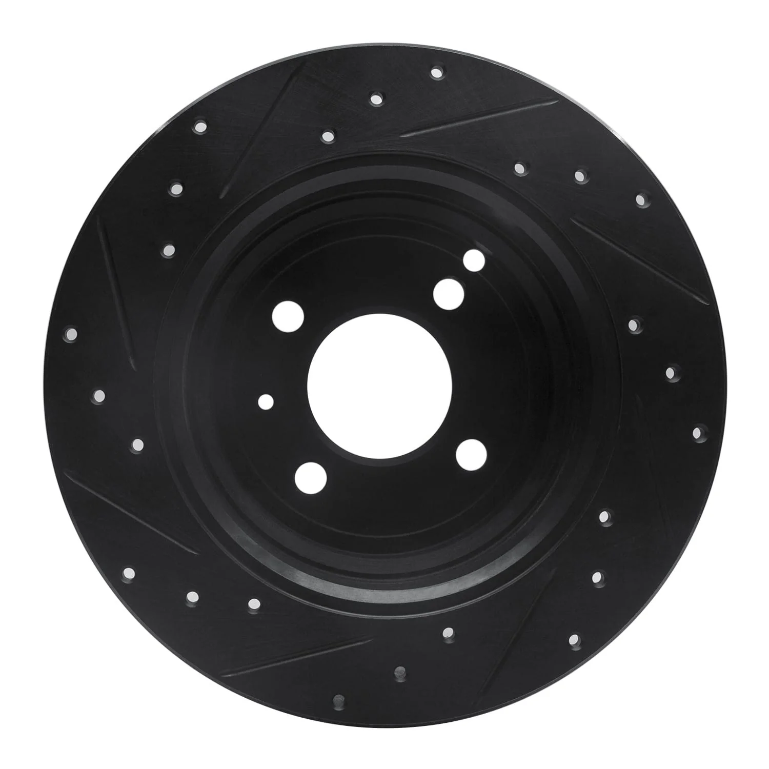 R1 Concepts 93-95 Volvo 850 Rear Right Drilled & Slotted Black Brake Rotor - Image 2