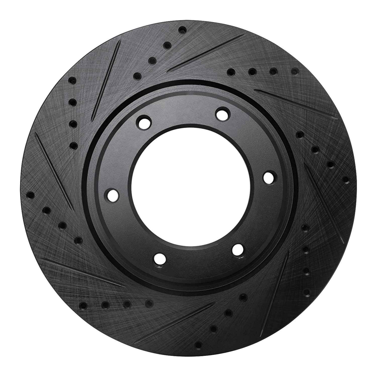 R1 Concepts 93-97 Lexus LX450 Front Left Drilled & Slotted Black Brake Rotor