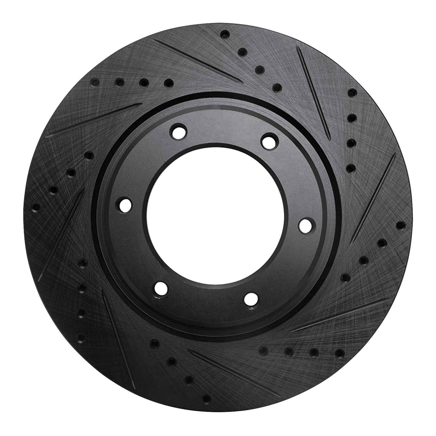 R1 Concepts 93-97 Lexus LX450 Front Right Drilled & Slotted Black Brake Rotor
