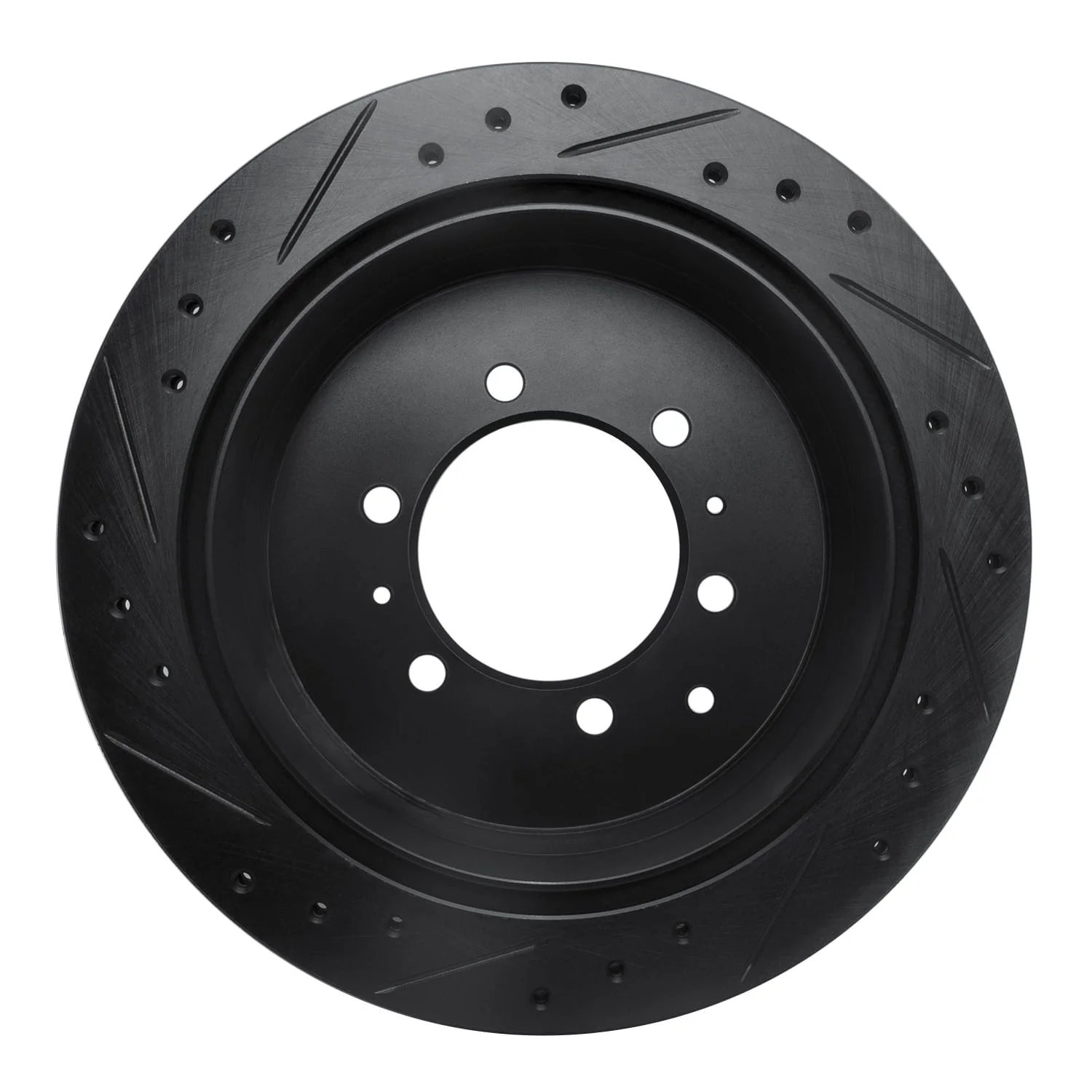 R1 Concepts 93-97 Lexus LX450 Rear Right Drilled & Slotted Black Brake Rotor - Image 2