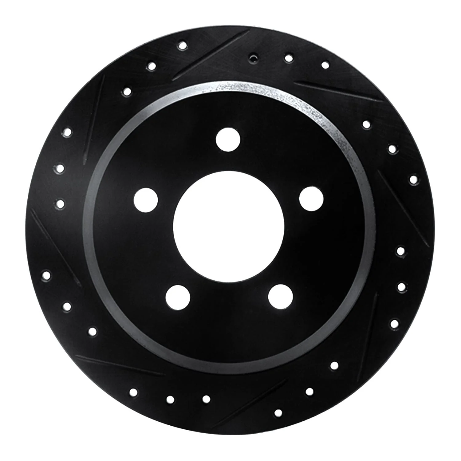 R1 Concepts 93-98 Jeep Grand Cherokee Rear Left Drilled & Slotted Black Brake Rotor