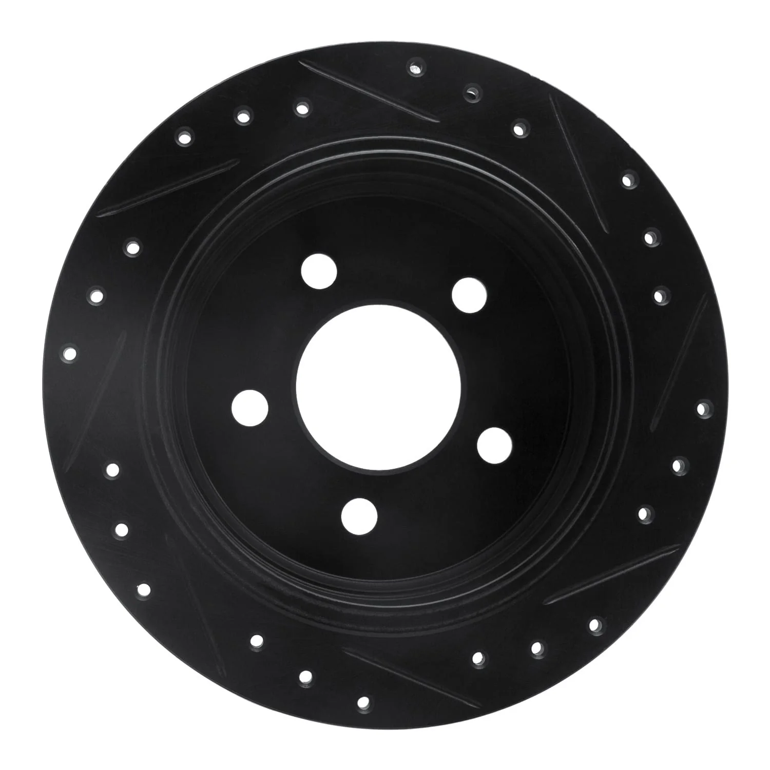 R1 Concepts 93-98 Jeep Grand Cherokee Rear Left Drilled & Slotted Black Brake Rotor - Image 2
