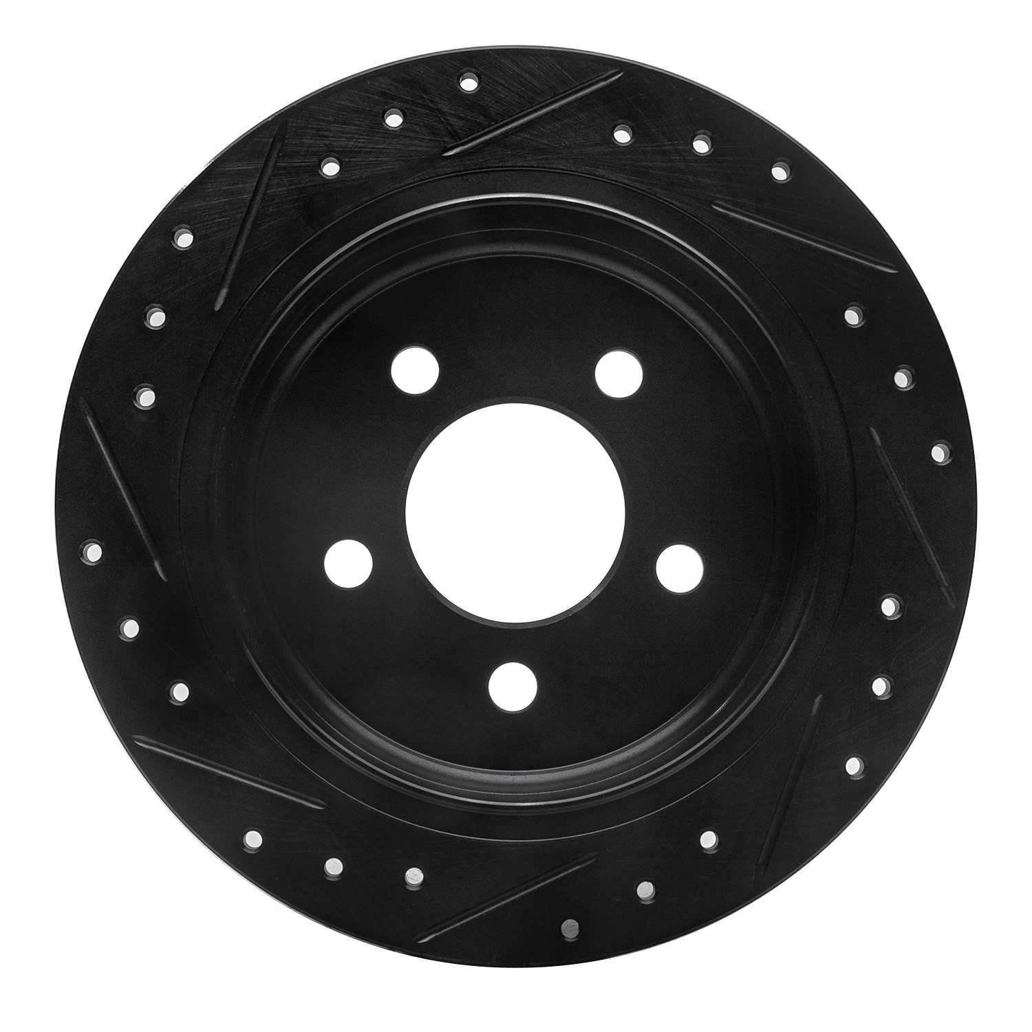 R1 Concepts 93-98 Jeep Grand Cherokee Rear Right Drilled & Slotted Black Brake Rotor - Image 2