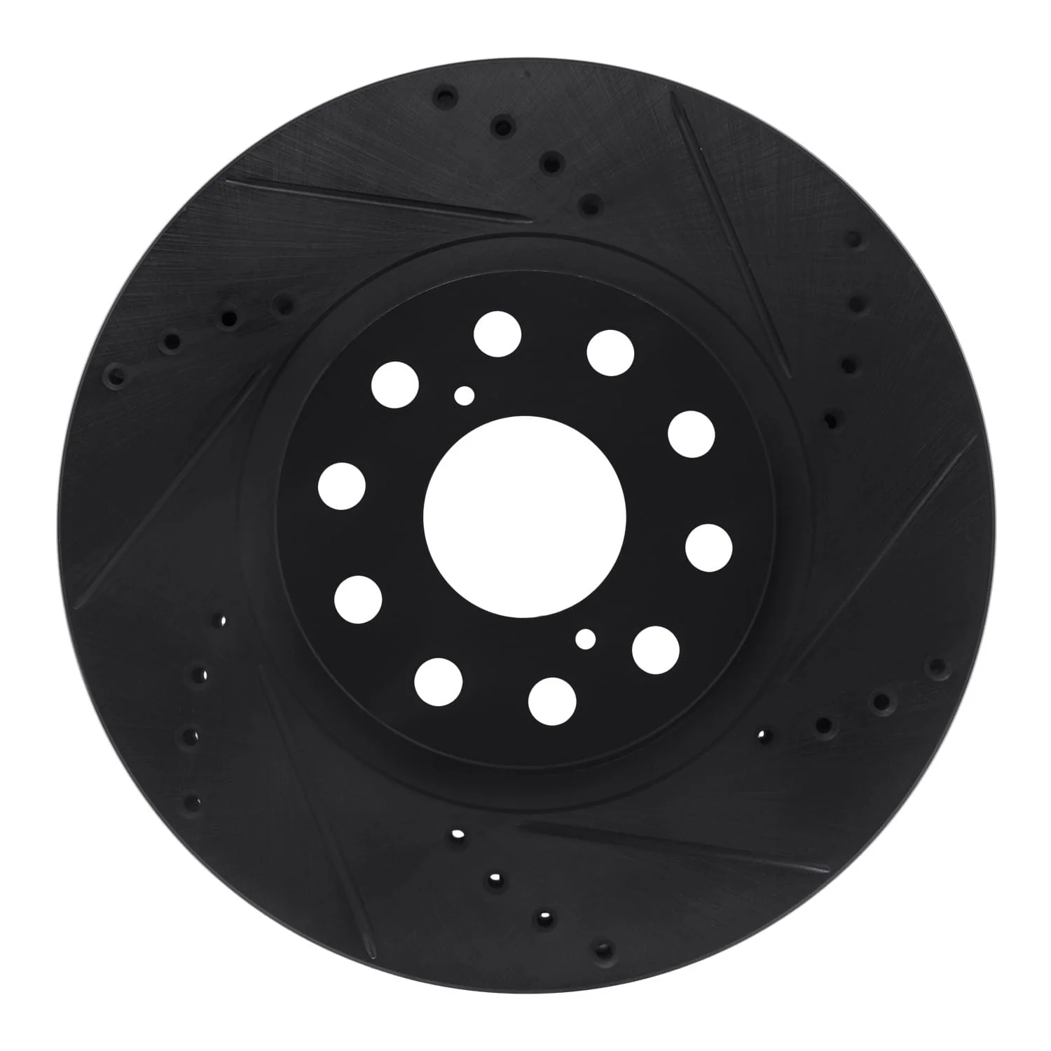 R1 Concepts 93-98 Toyota Supra Front Right Drilled & Slotted Black Brake Rotor
