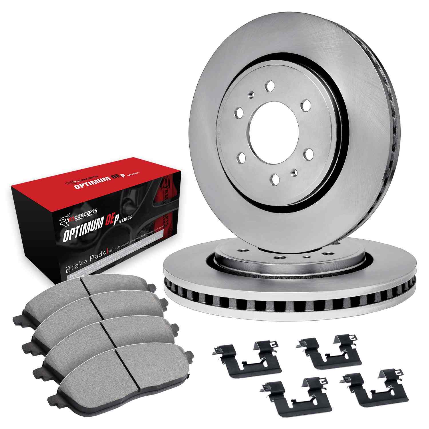 R1 Concepts 93-98 Toyota T100 Front Brake Rotor Set w/Optimum OE Pads and Hardware - Image 2
