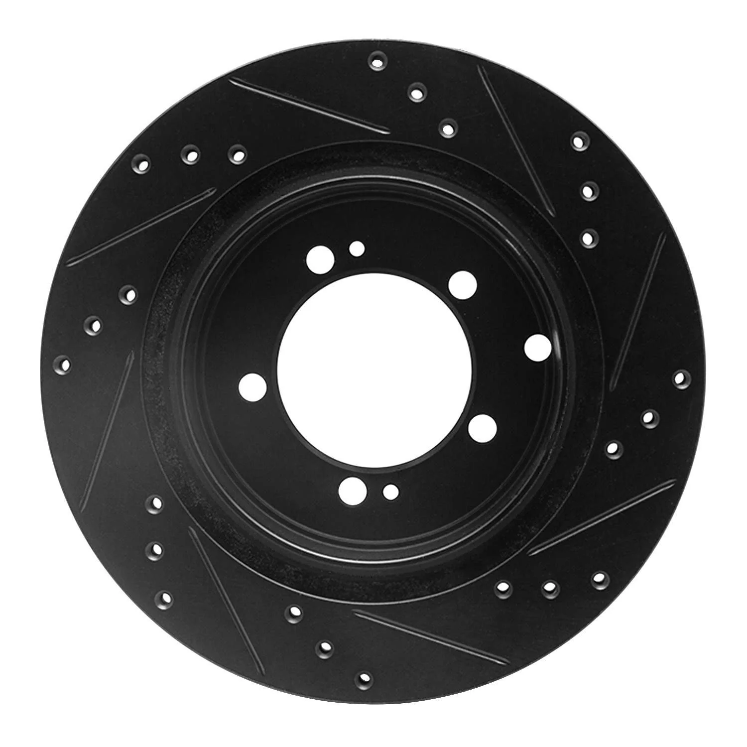 R1 Concepts 93-99 Dodge STEALTH Rear Left Drilled & Slotted Black Brake Rotor - Image 2