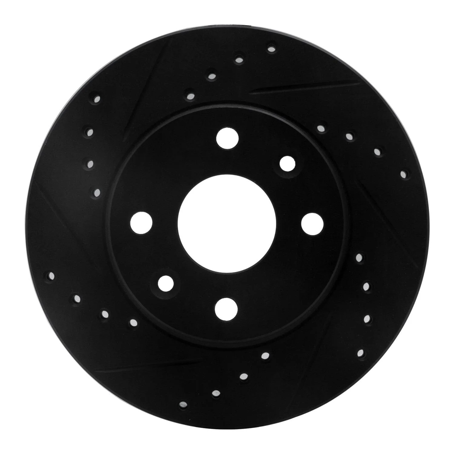 R1 Concepts 94-00 Kia Spectra Front Left Drilled & Slotted Black Brake Rotor