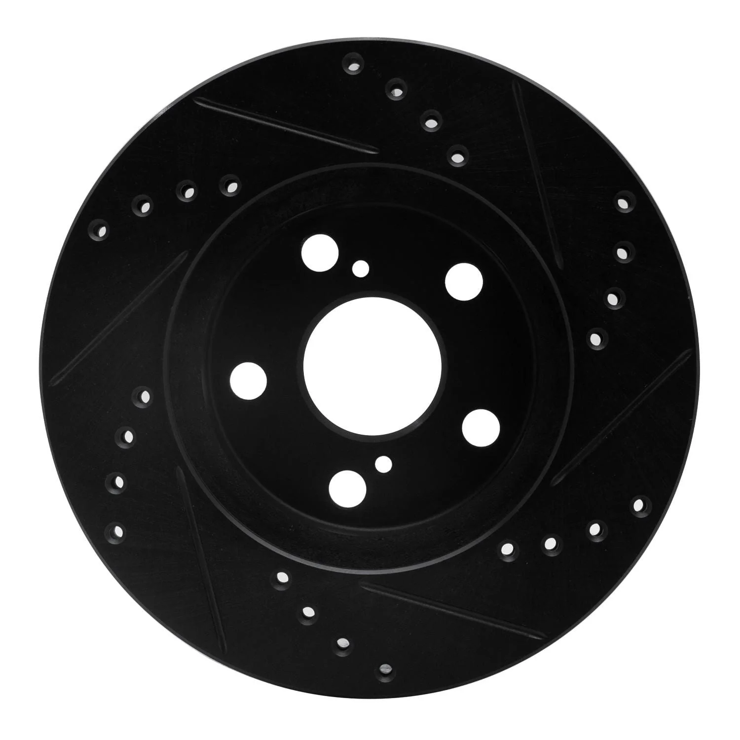 R1 Concepts 94-00 Toyota Celica Front Left Drilled & Slotted Black Brake Rotor - Image 2