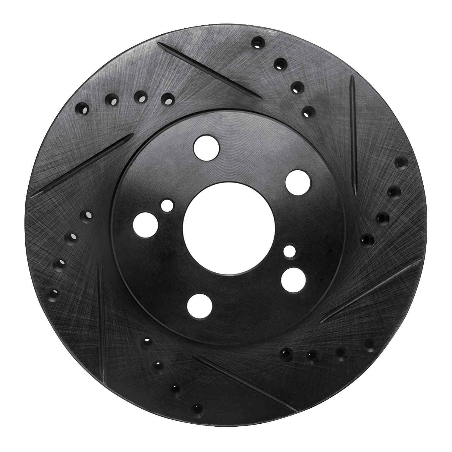 R1 Concepts 94-00 Toyota Celica Front Right Drilled & Slotted Black Brake Rotor