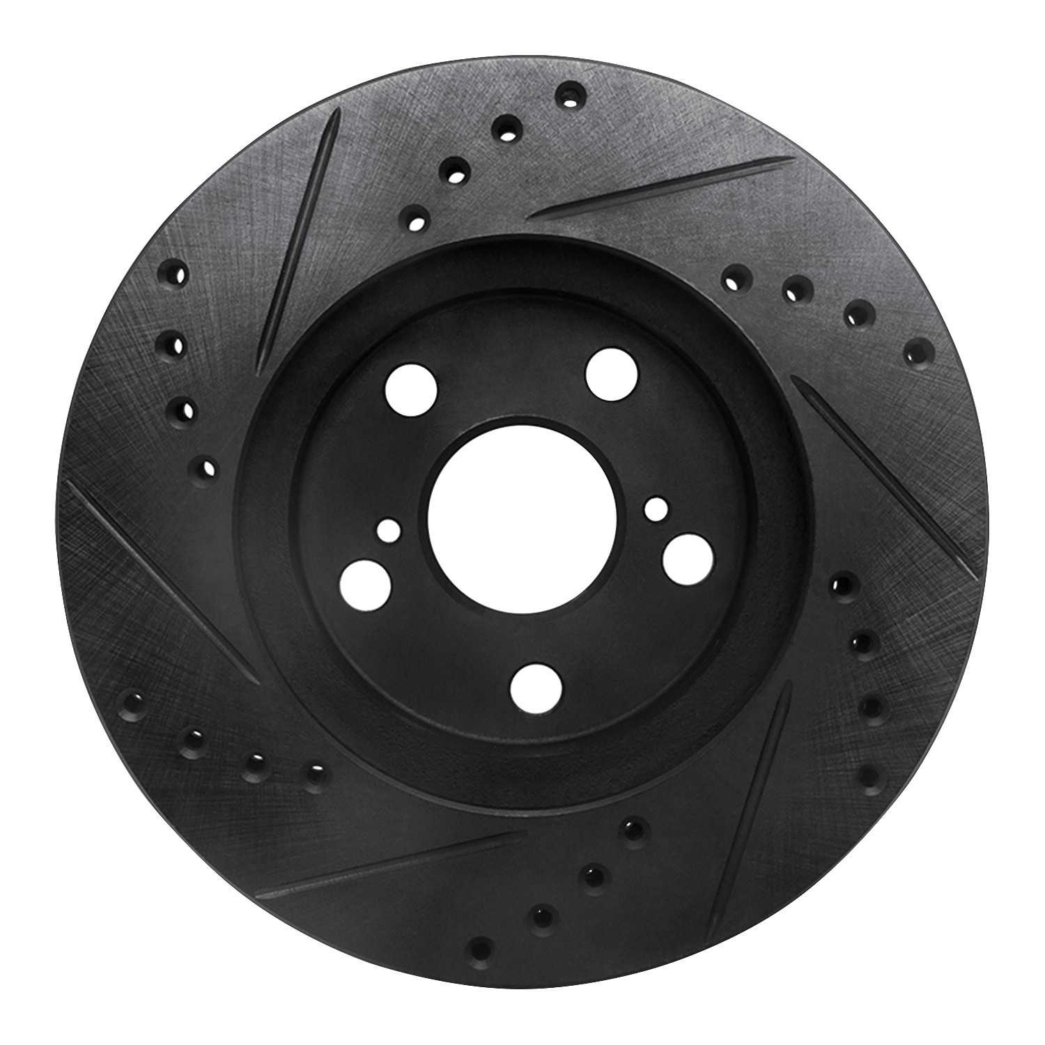 R1 Concepts 94-00 Toyota Celica Front Right Drilled & Slotted Black Brake Rotor - Image 2