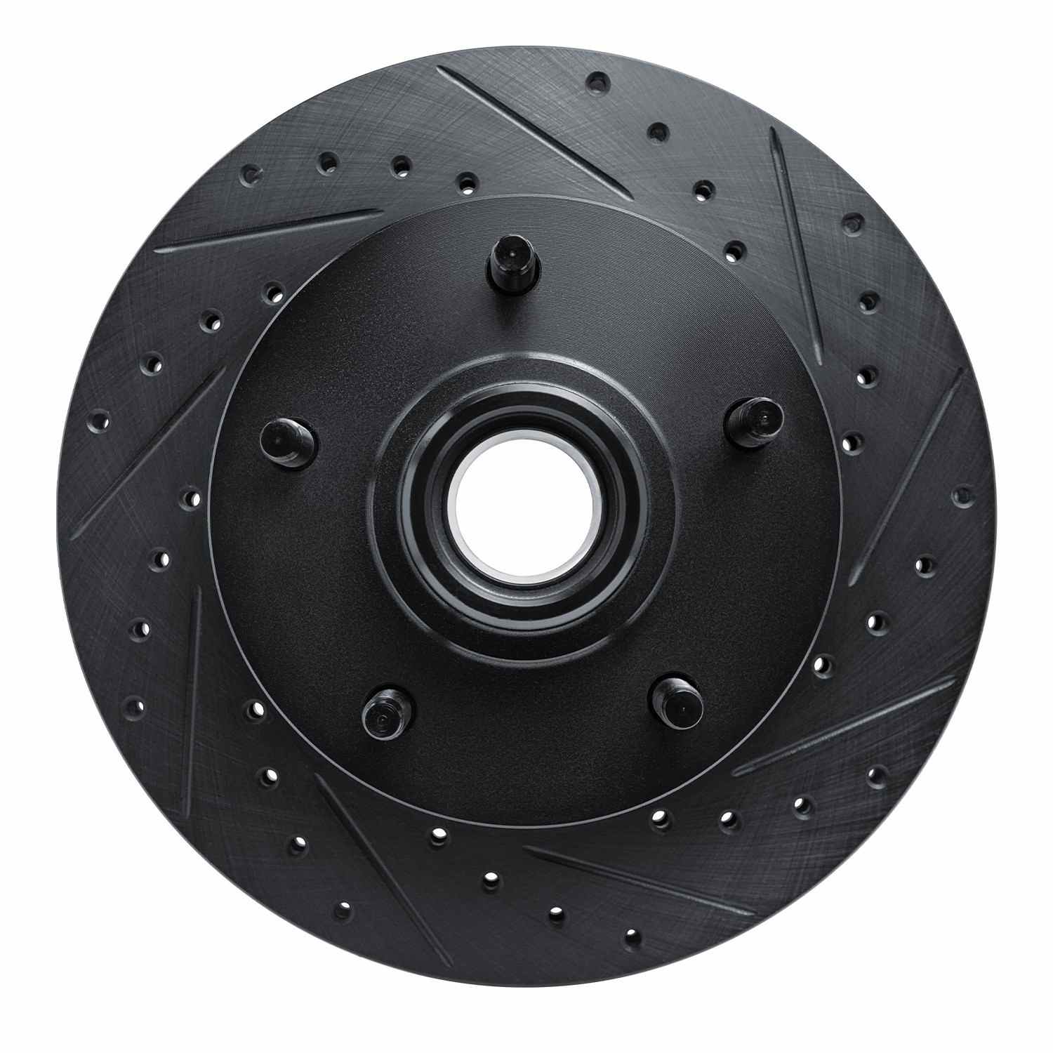 R1 Concepts 94-01 Ford E-150 Econoline Front Right Drilled & Slotted Black Brake Rotor